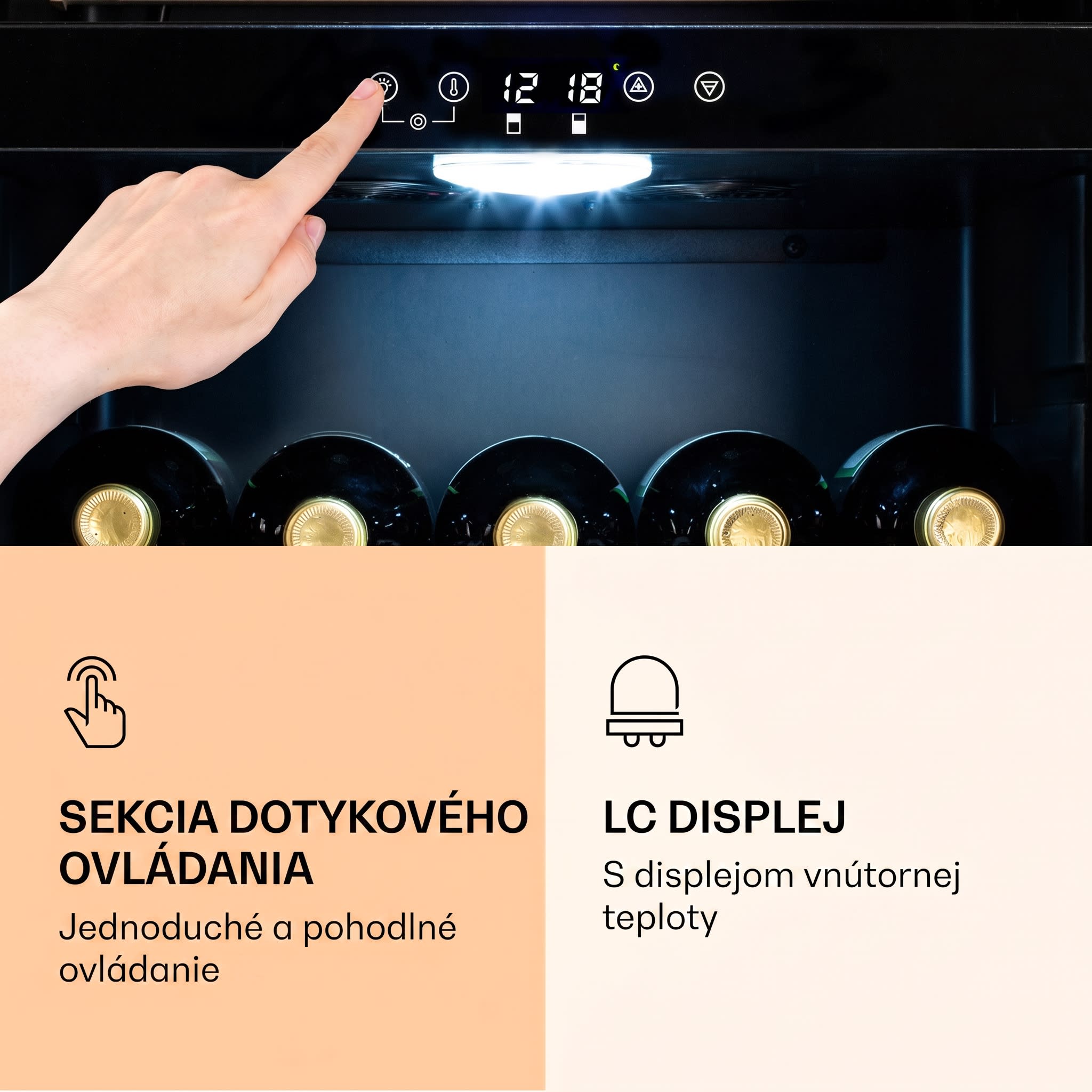 Klarstein Barossa 54 Duo, vinotéka, 148 l, 2 zóny, 54 fliaš, dotykový displej – Obrázok 4