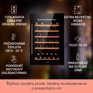 Klarstein Vinsider 52 Built-In Uno, vstavaná vinotéka, 137 l, 52 fliaš, nehrdzavejúca oceľ