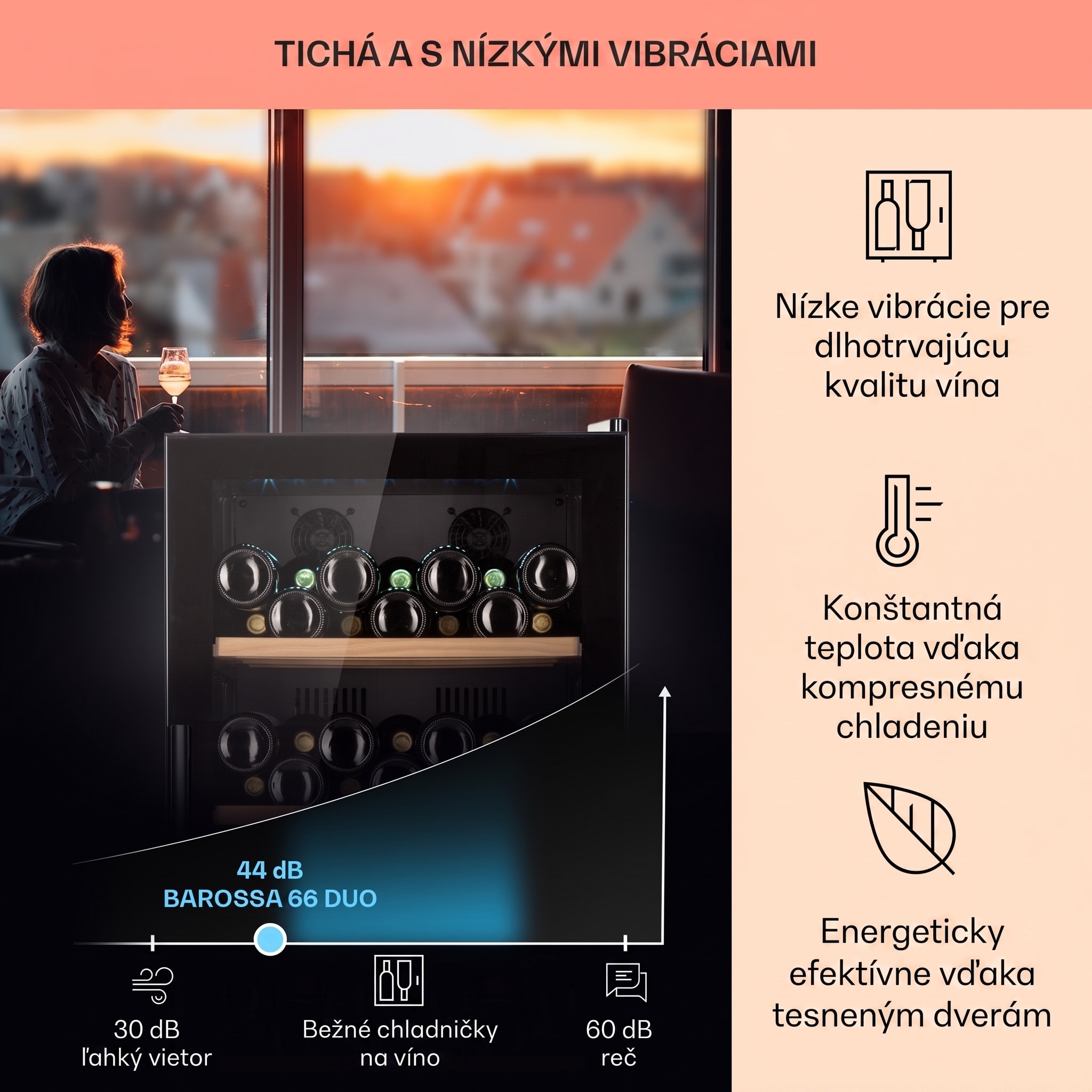 Klarstein Barossa 91 Duo, chladnička na víno, 204 l, 91 fl., 2 zóny – Obrázok 3