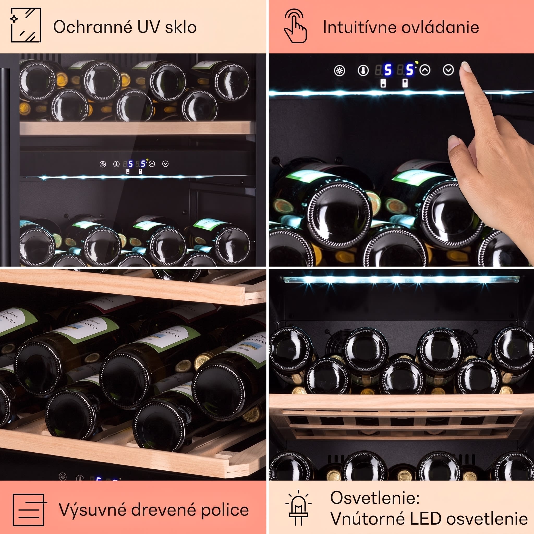 Klarstein Barossa 91 Duo, chladnička na víno, 204 l, 91 fl., 2 zóny – Obrázok 4