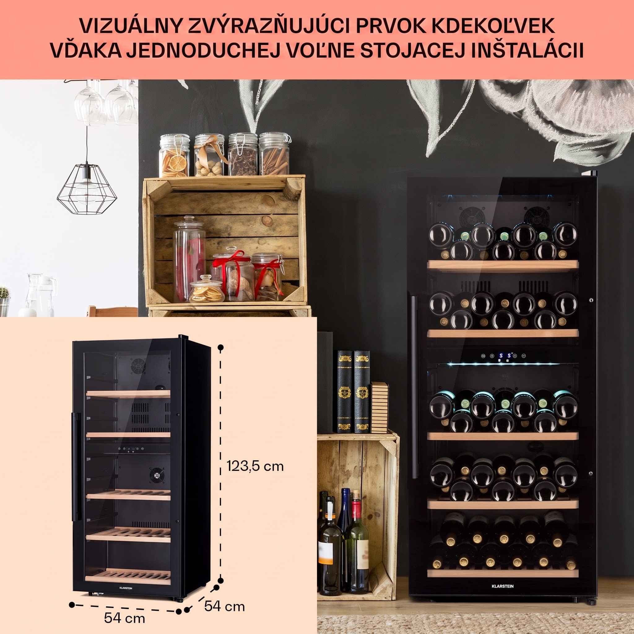 Klarstein Barossa 91 Duo, chladnička na víno, 204 l, 91 fl., 2 zóny – Obrázok 5