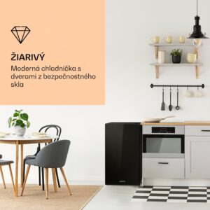 Klarstein Luminance Frost, chladnička, 91 l, energet. trieda F, priečinok na zeleninu, 2 sklenené police, čierna