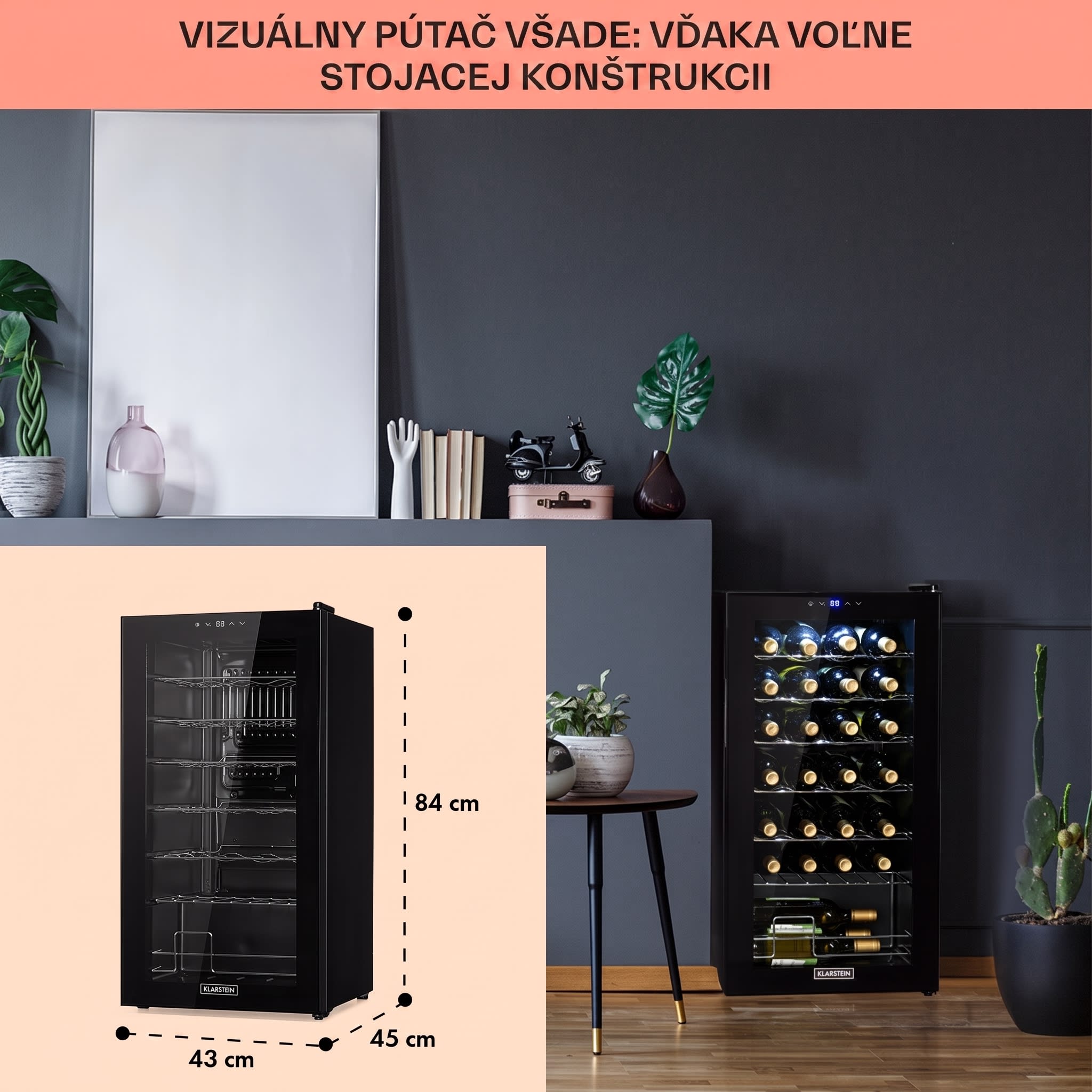Klarstein Shiraz 28 Uno, vinotéka, 74 l, 28 fliaš, 5-18°C, dotykový ovládací panel – Obrázok 5