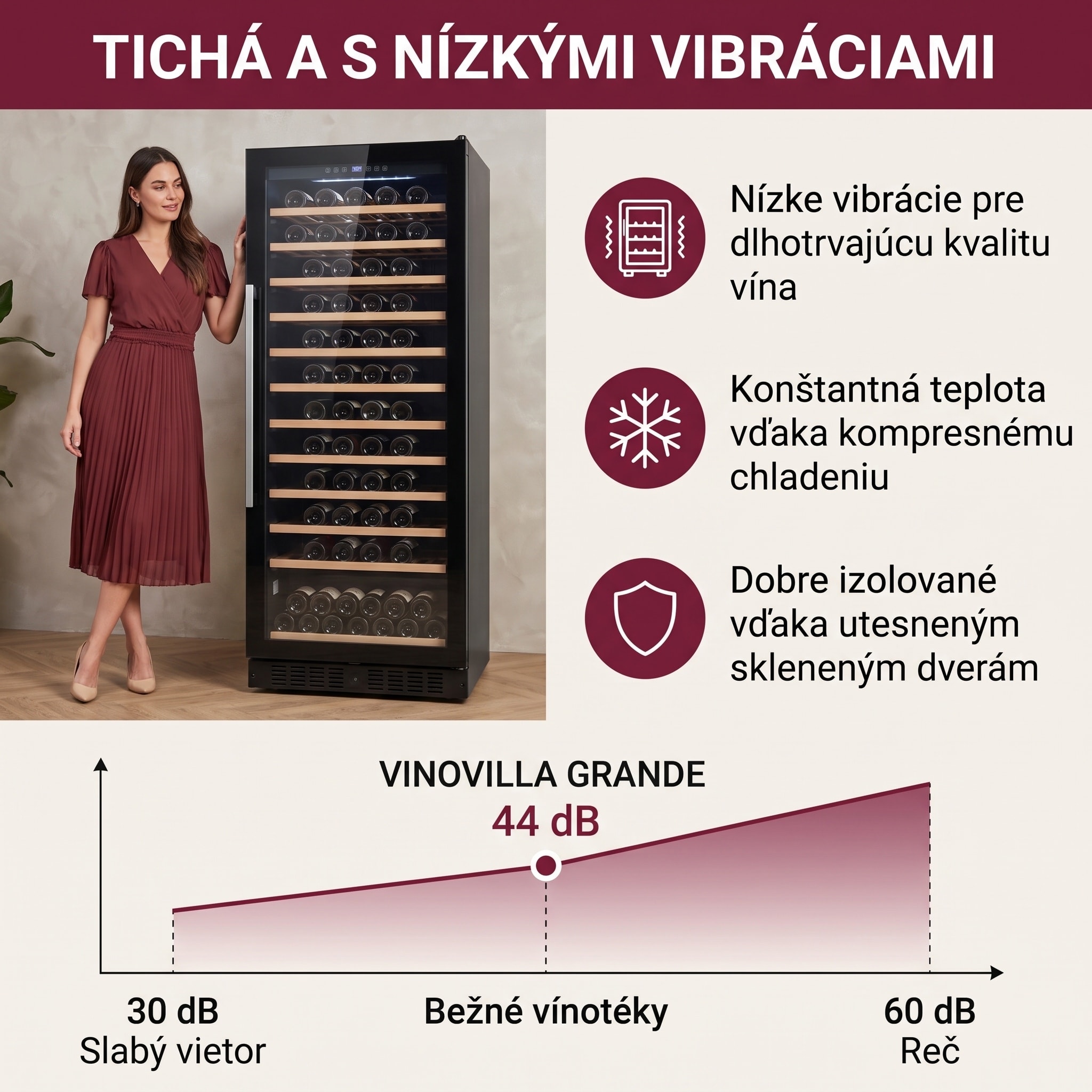 Klarstein Vinovilla Grande 165 Built-in Uno, chladnička na víno, 425 l, 165 fl. Sklenené dvere – Obrázok 3
