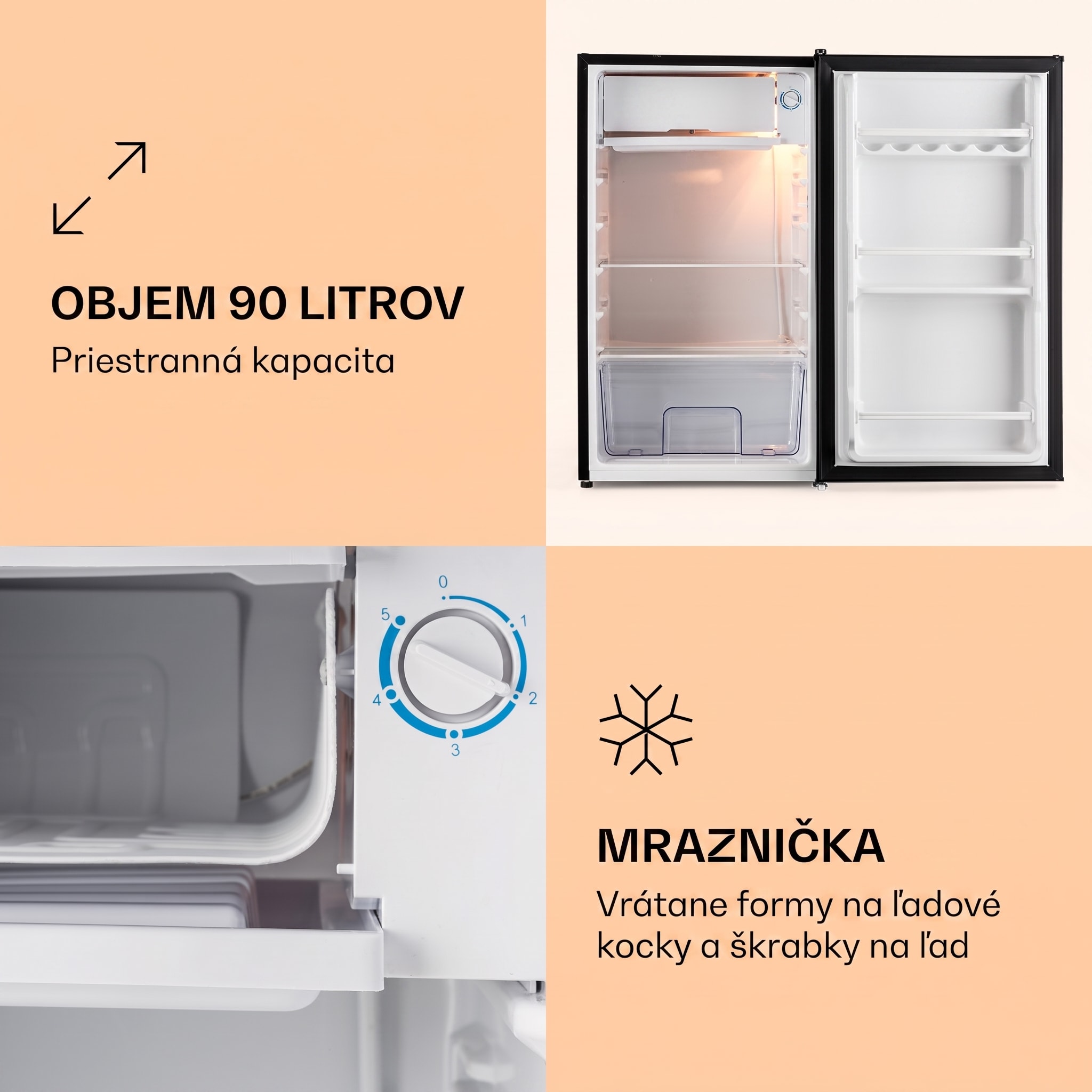 Klarstein Alleinversorger, chladnička, 91 l, energet. trieda F, 2 poschodia mraziaceho priečinku, čierna – Obrázok 2