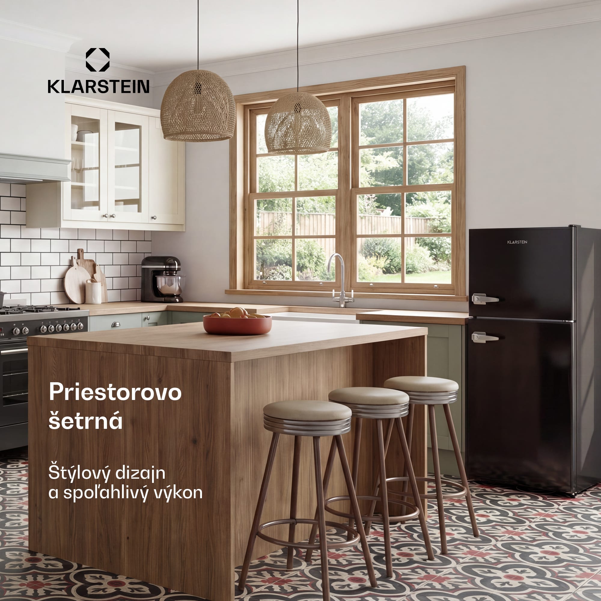 Klarstein Audrey, kombinovaná chladnička, 97/40 l, retro vzhľad – Obrázok 2
