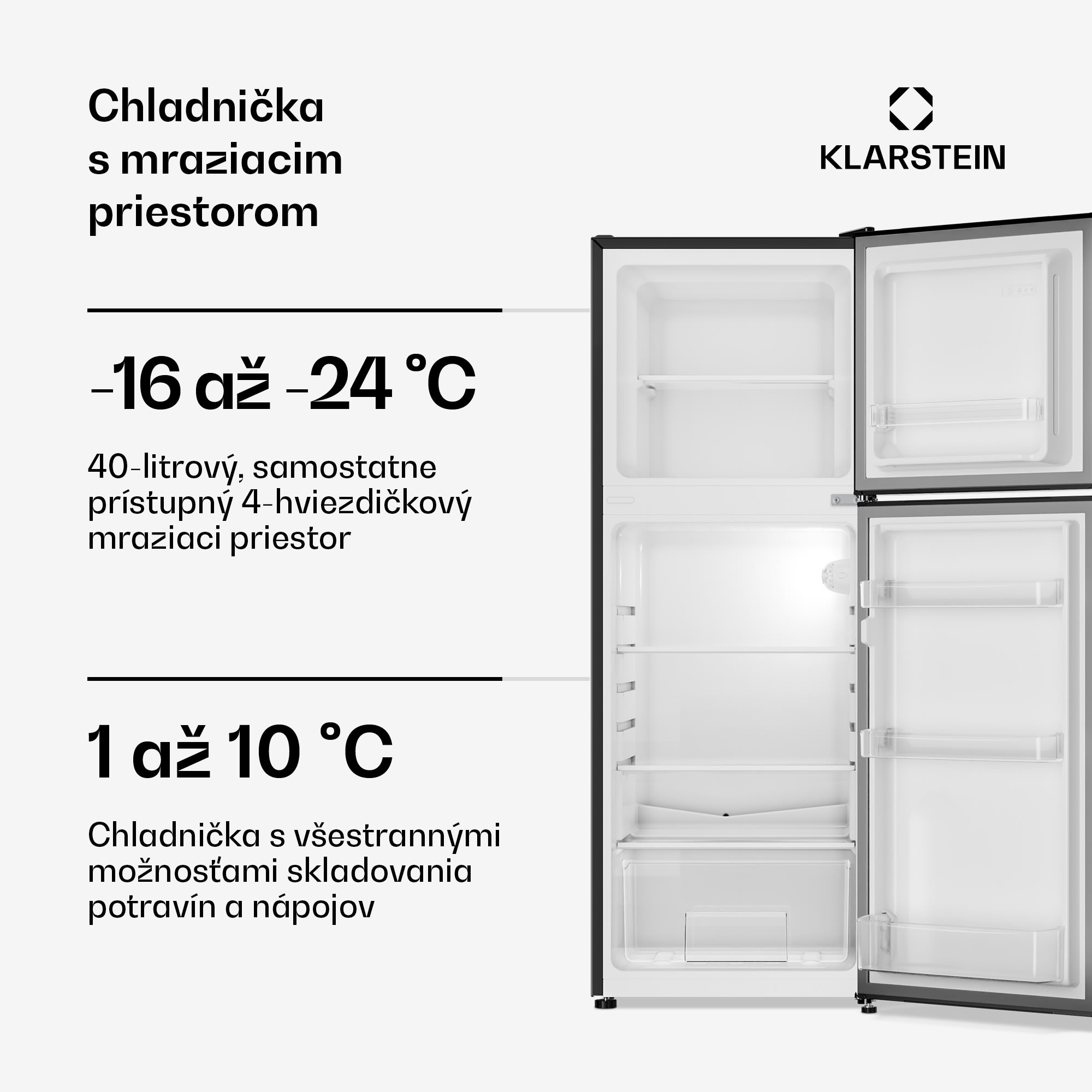 Klarstein Audrey, kombinovaná chladnička, 97/40 l, retro vzhľad – Obrázok 3