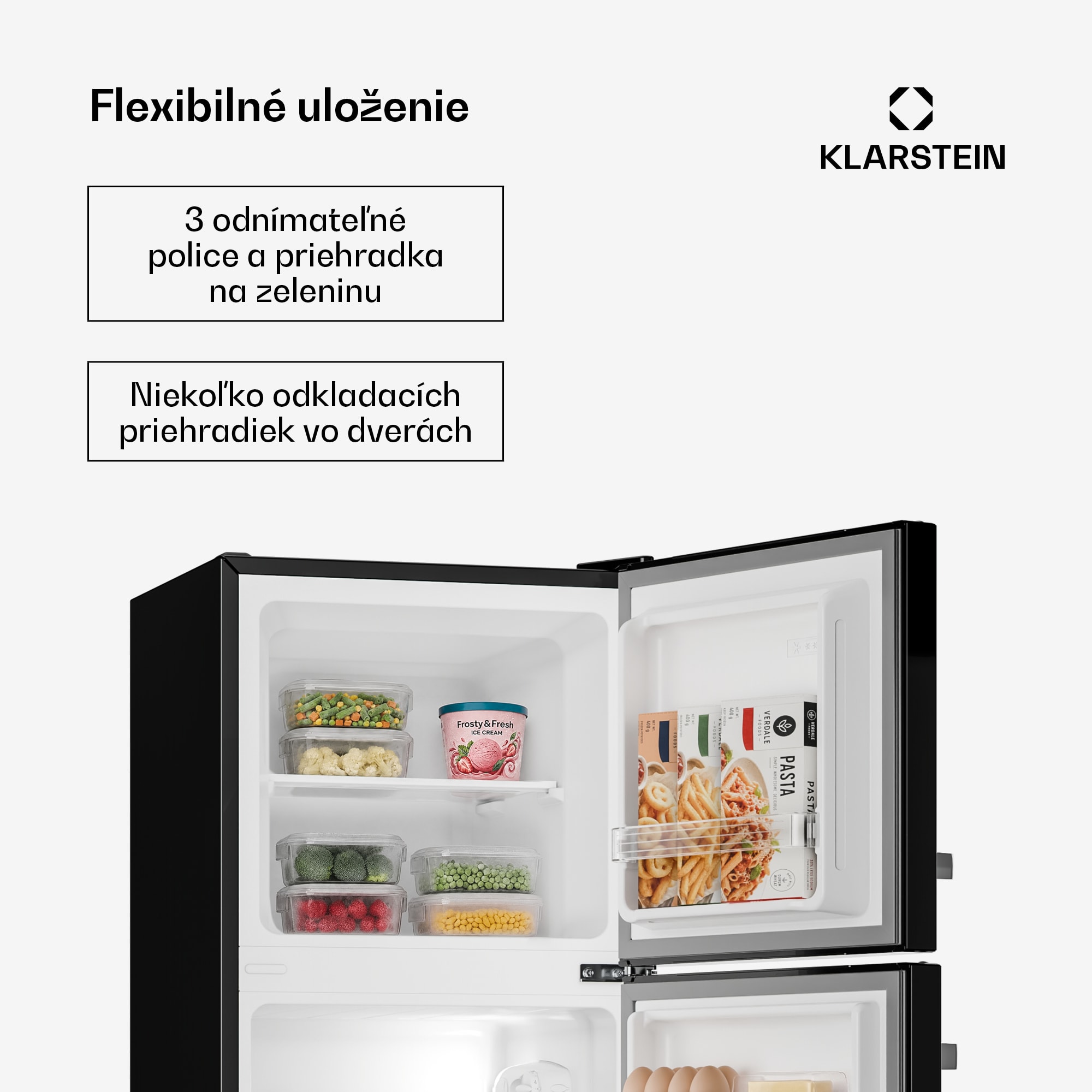 Klarstein Audrey, kombinovaná chladnička, 97/40 l, retro vzhľad – Obrázok 4