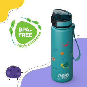 Klarstein schmatzfatz detská športová fľaša na vodu 500 ml | Tritan | Plastové hrdlo | Popruh na prenášanie | Bez BPA | Darčekové balenie