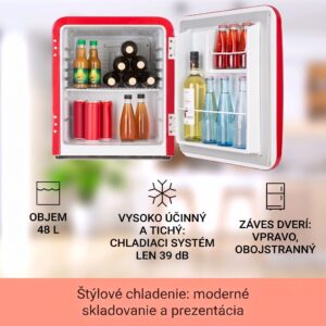 Klarstein Audrey Mini, retro chladnička, 48 l, 2 úrovne, energet. trieda F