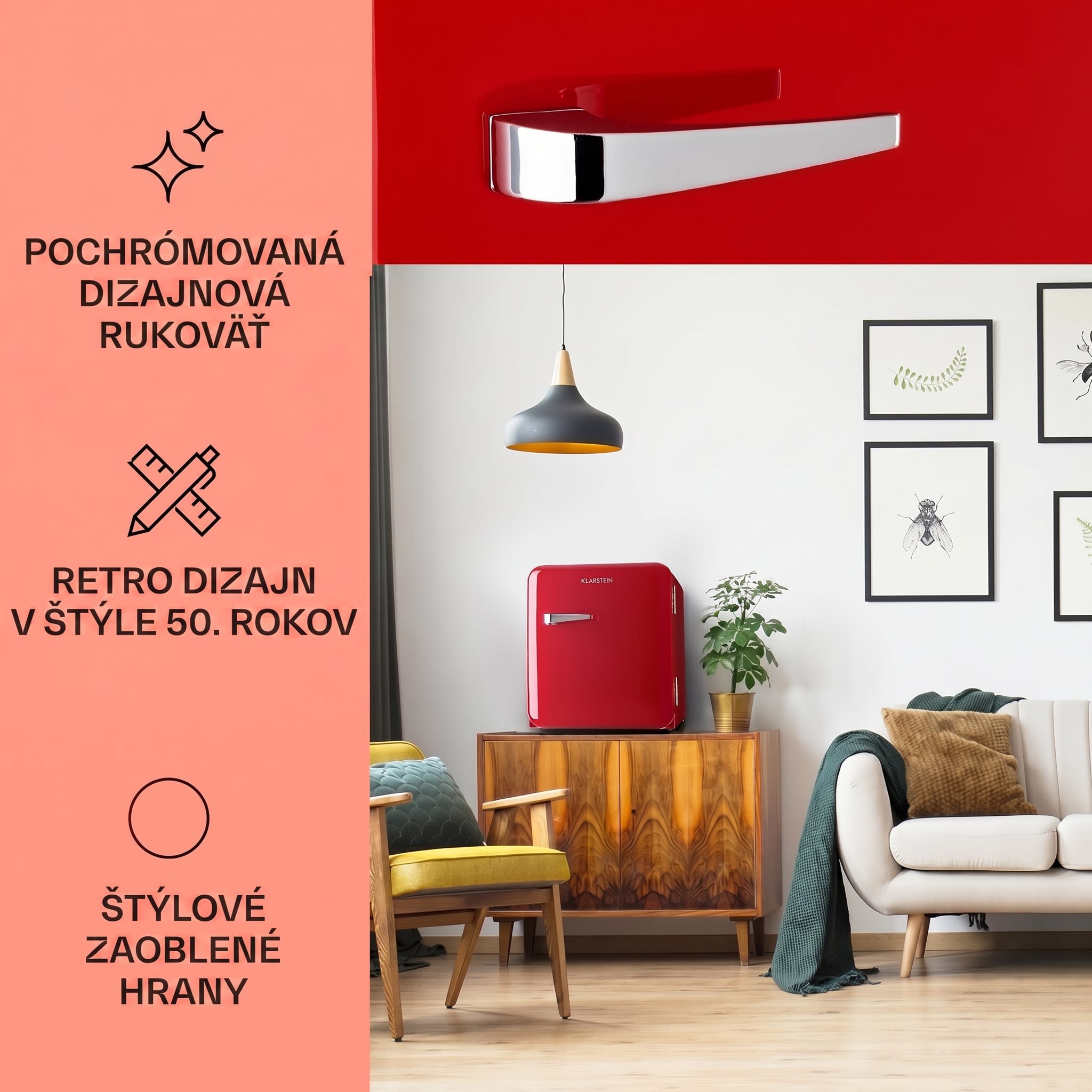 Klarstein Audrey, mini chladnička, energet. trieda E, mraziaci priečinok, LED – Obrázok 2
