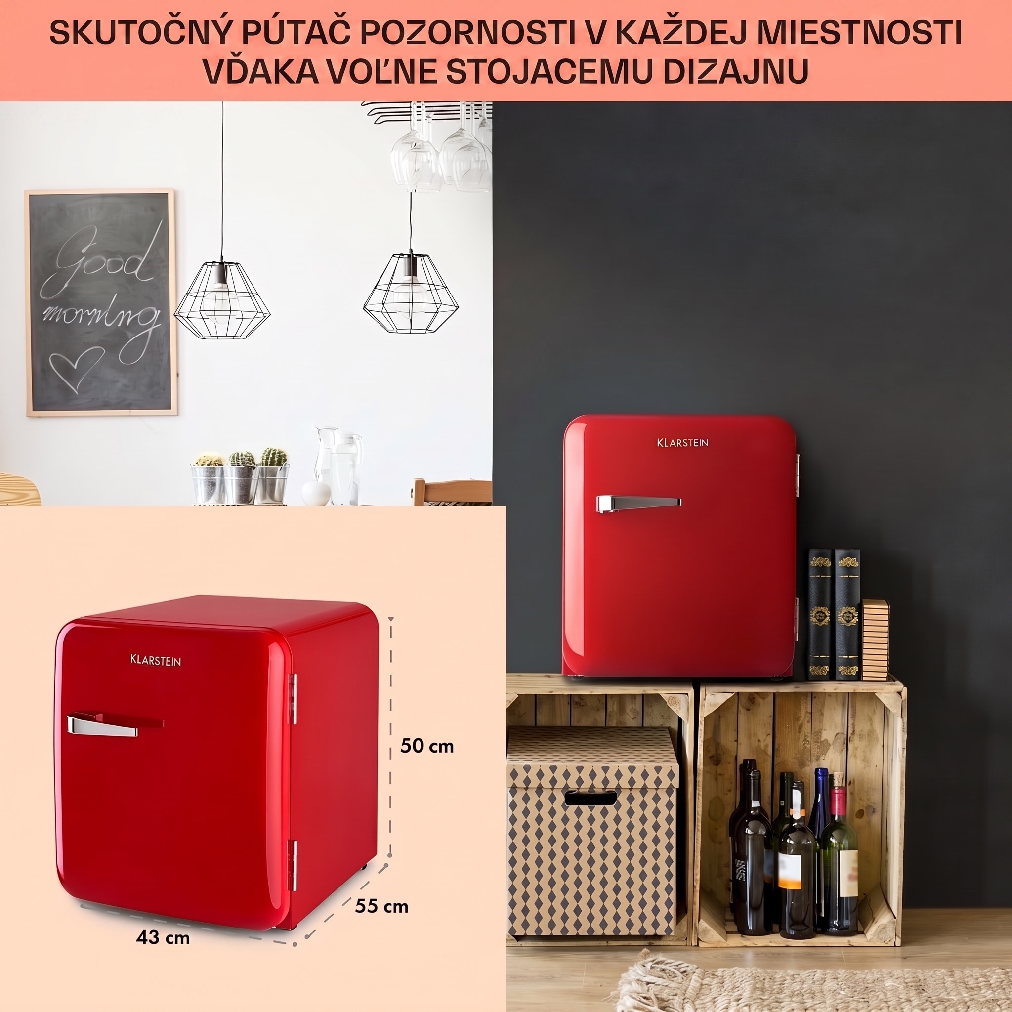Klarstein Audrey, mini chladnička, energet. trieda E, mraziaci priečinok, LED – Obrázok 5