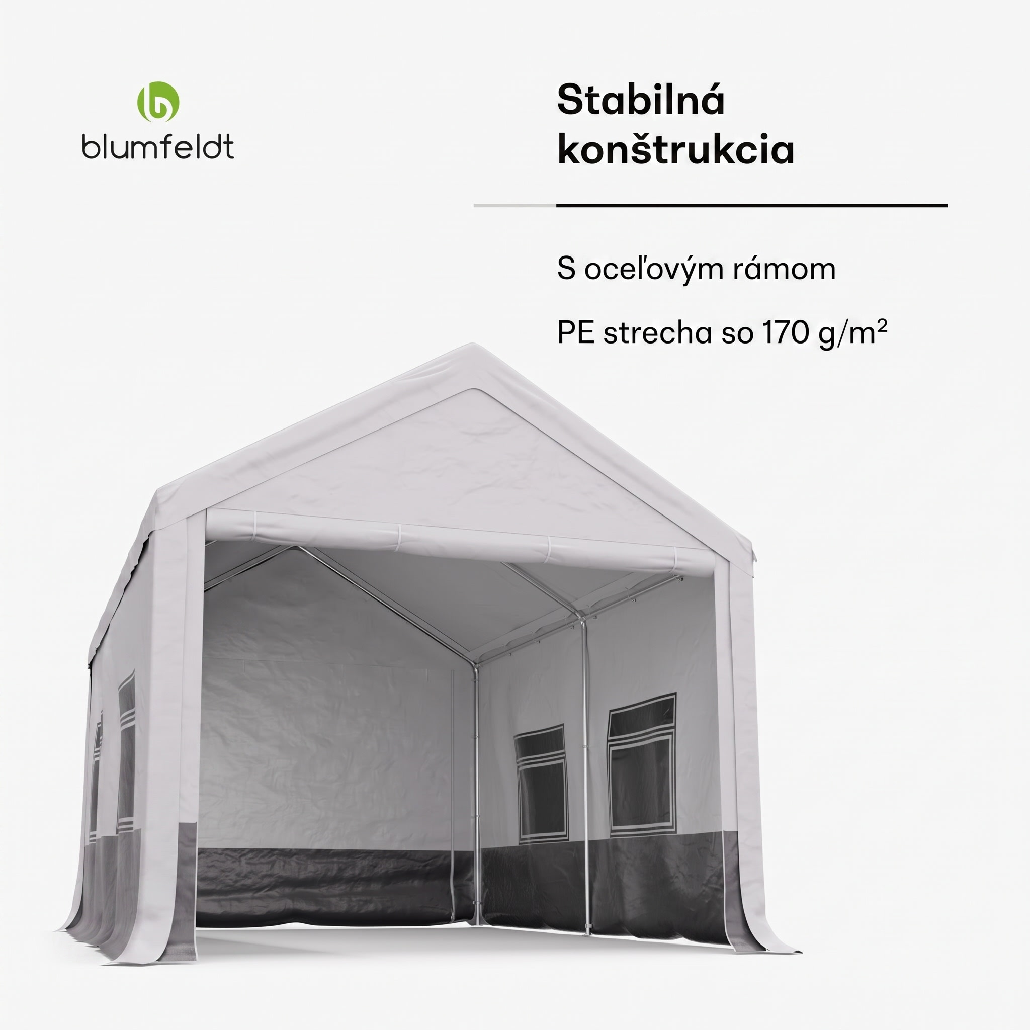 Blumfeldt Party Haven, stan, 400 x 296 x 280 cm, odolný voči poveternostným vplyvom, oceľový rám, jednoduchá montáž, s bočnými stenami – Obrázok 2