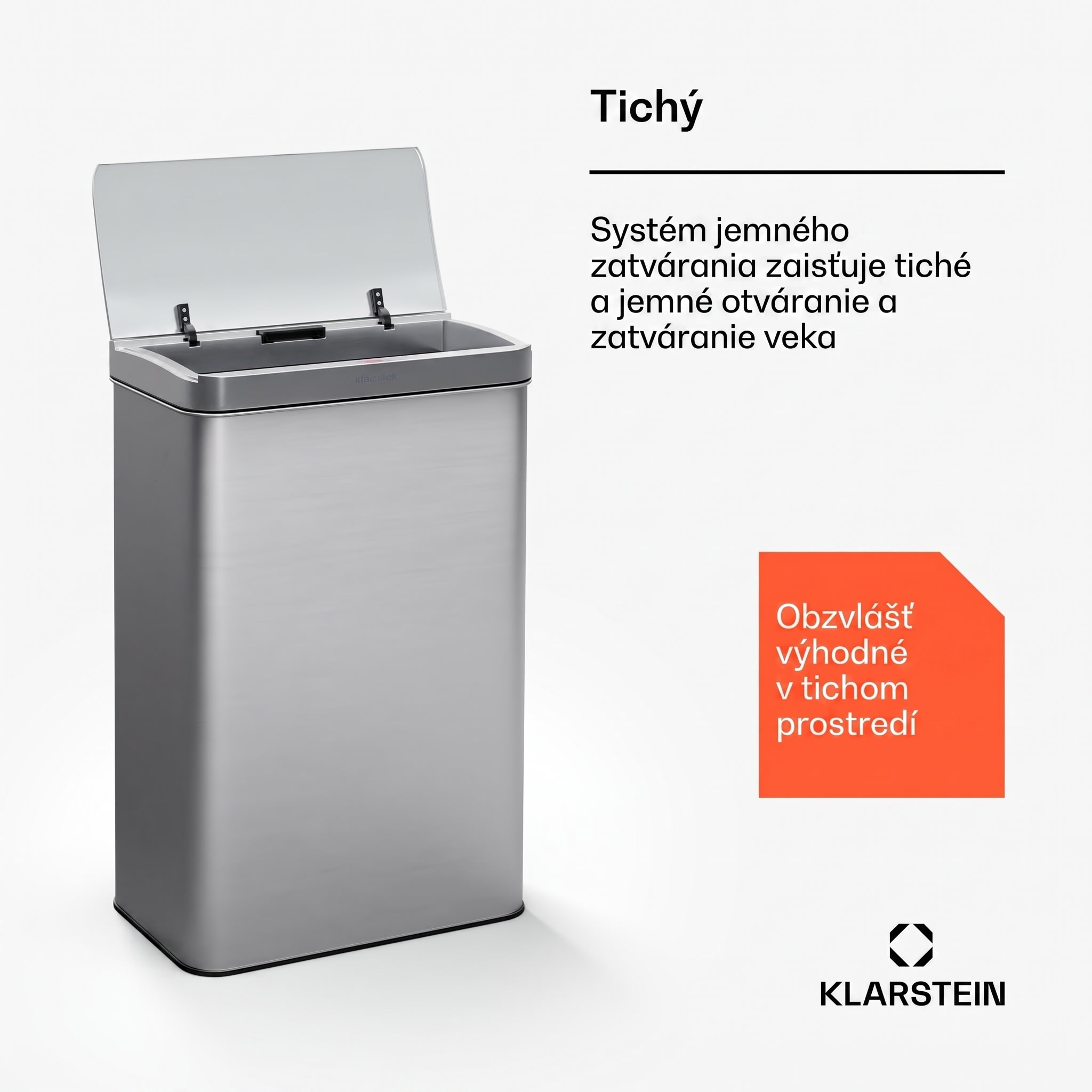 Klarstein Touchless, senzorový odpadkový kôš, 50 l, z nehrdzavejúcej ocele, Soft-Close zatváranie, napájaný batériou, LED displej, časovač – Obrázok 4