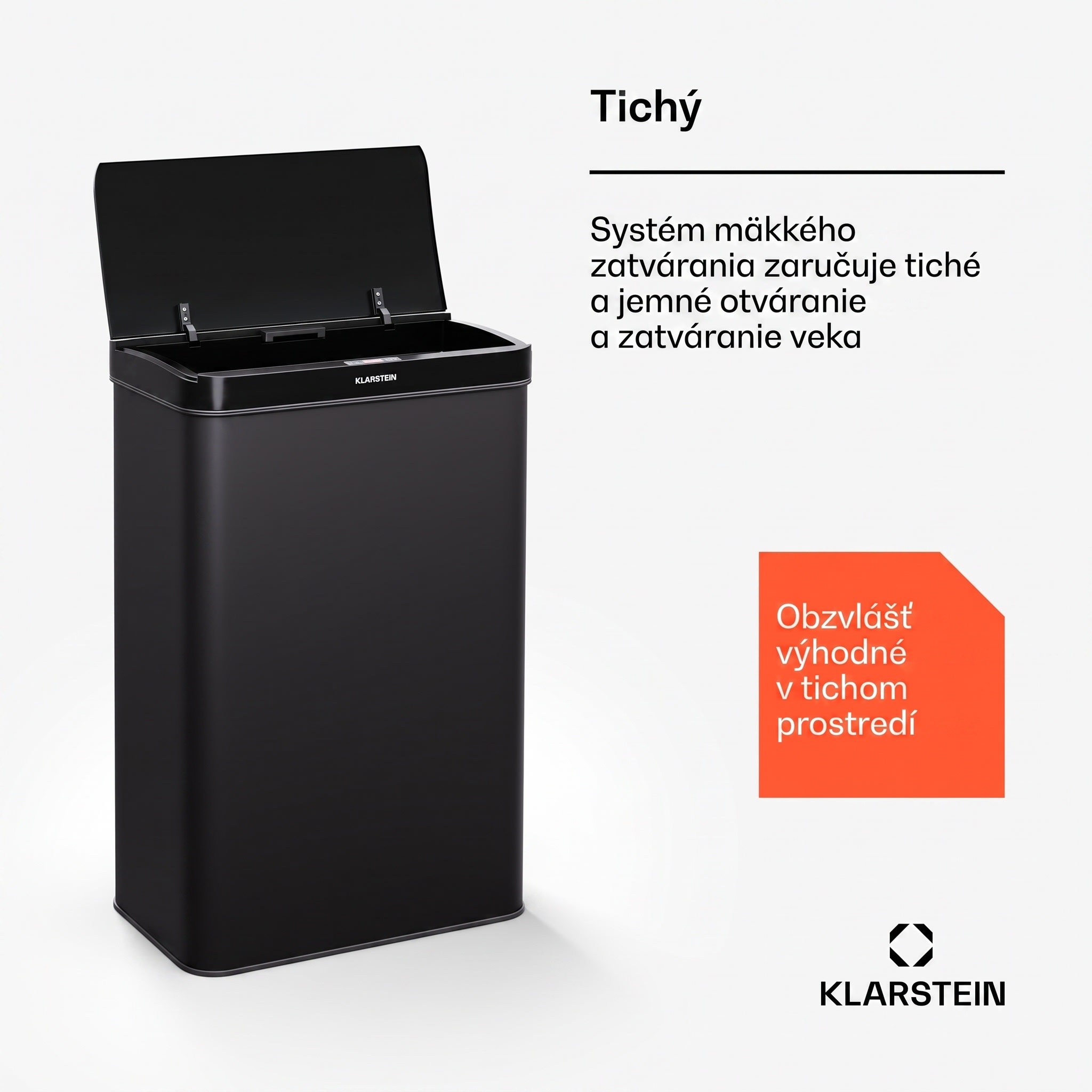 Klarstein Touchless, senzorový odpadkový kôš, 50 l, z nehrdzavejúcej ocele, Soft-Close zatváranie, napájaný batériou, LED displej, časovač – Obrázok 4