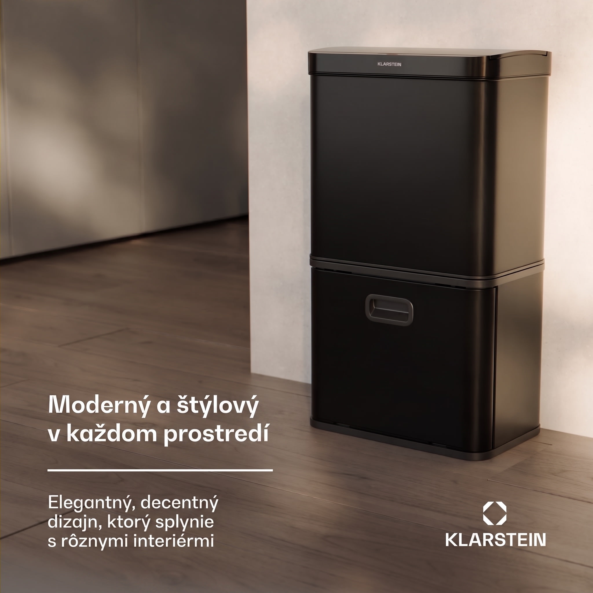 Klarstein Bezdotykový senzorový odpadkový kôš 56L nerez, soft-close, 3 nádoby, LED displej, časovač – Obrázok 4