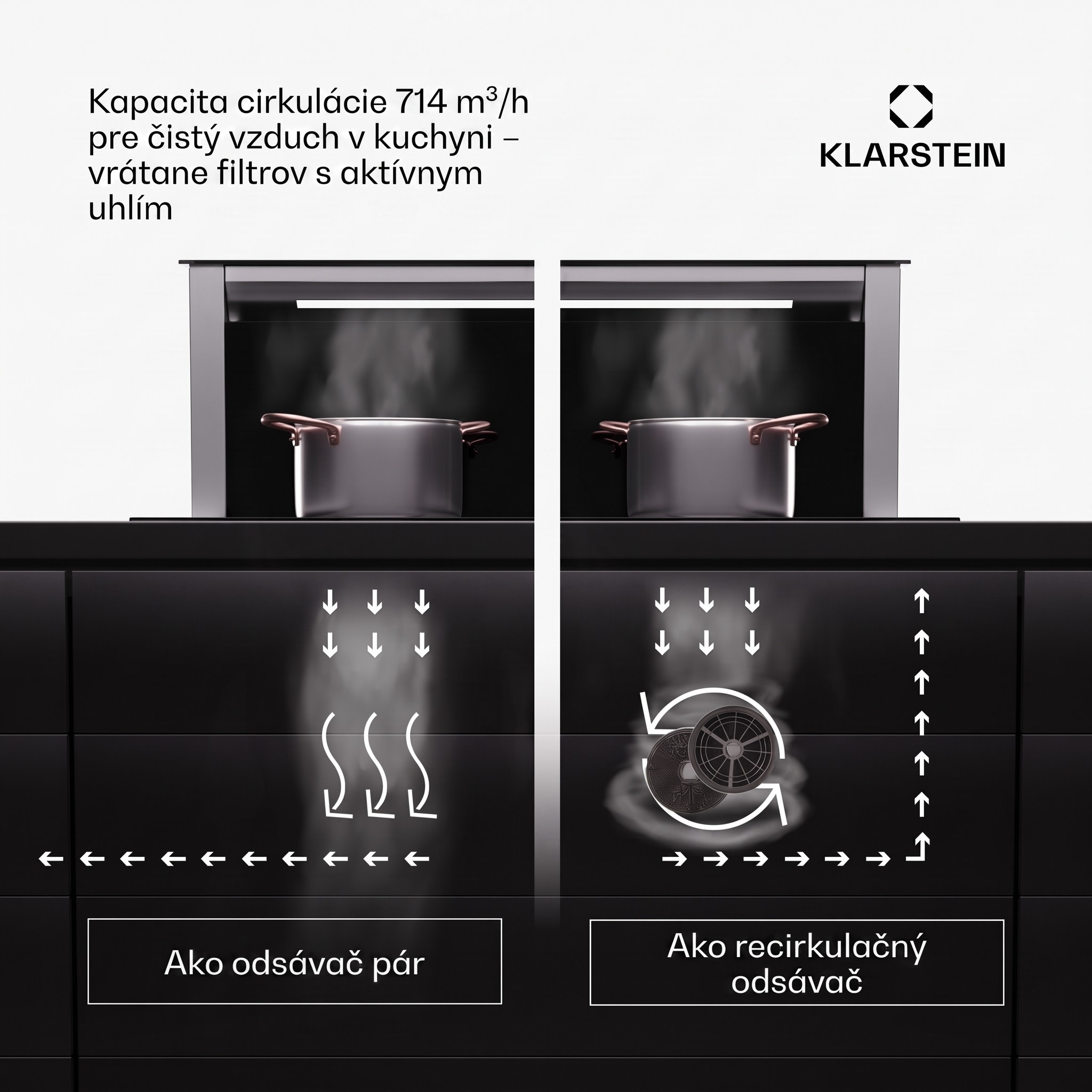 Klarstein Royal Flush Eco 75 digestor 75 cm 714 m³/h EEK A++ vrátane filtrov s aktívnym uhlím – Obrázok 2