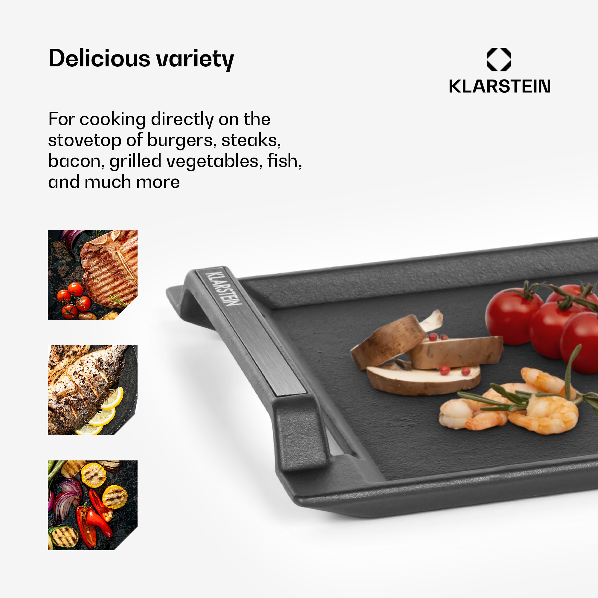 Klarstein Delicatessa Grill Pan, grilovacia platňa, príslušenstvo k indukčnej varnej doske, čierna – Obrázok 4