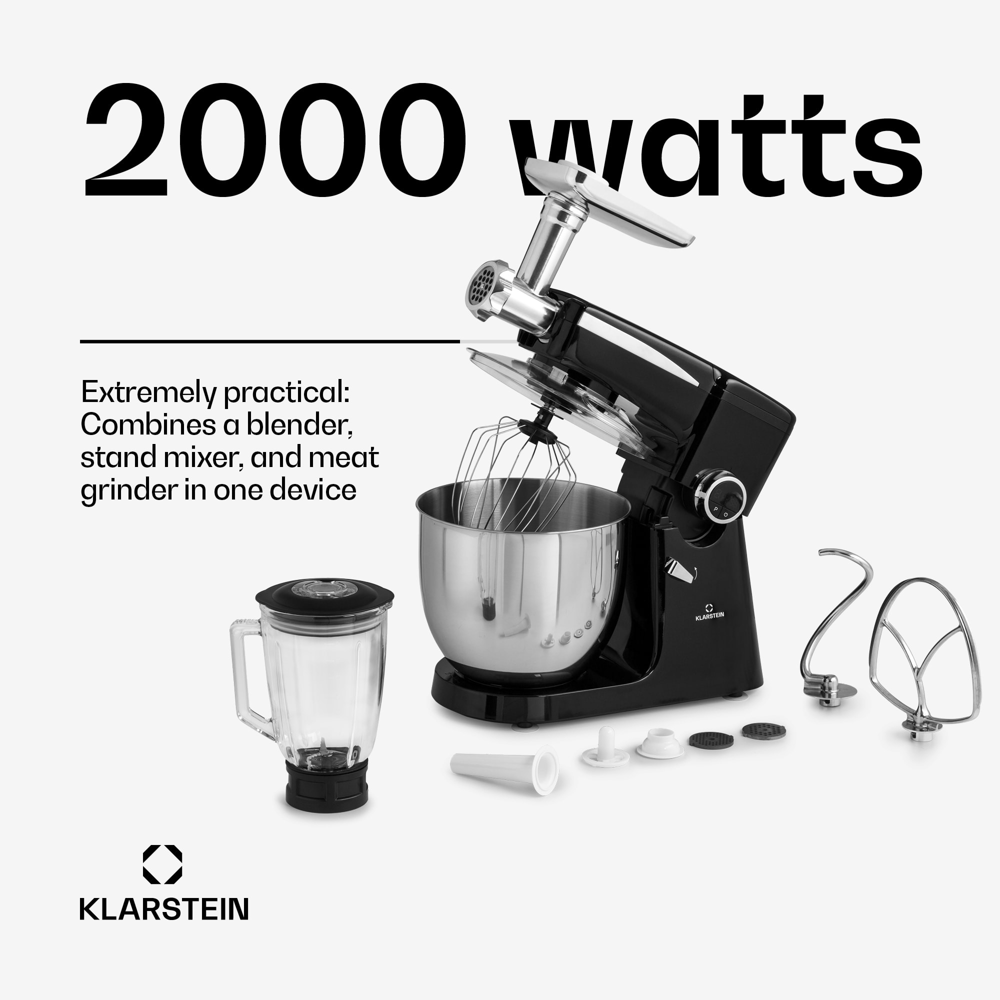 Klarstein Renata Rossa, kuchynský robot 3 v 1, 2000 W/2,7 PS, 10 l, nehrdzavejúca oceľ, bez BPA – Obrázok 2