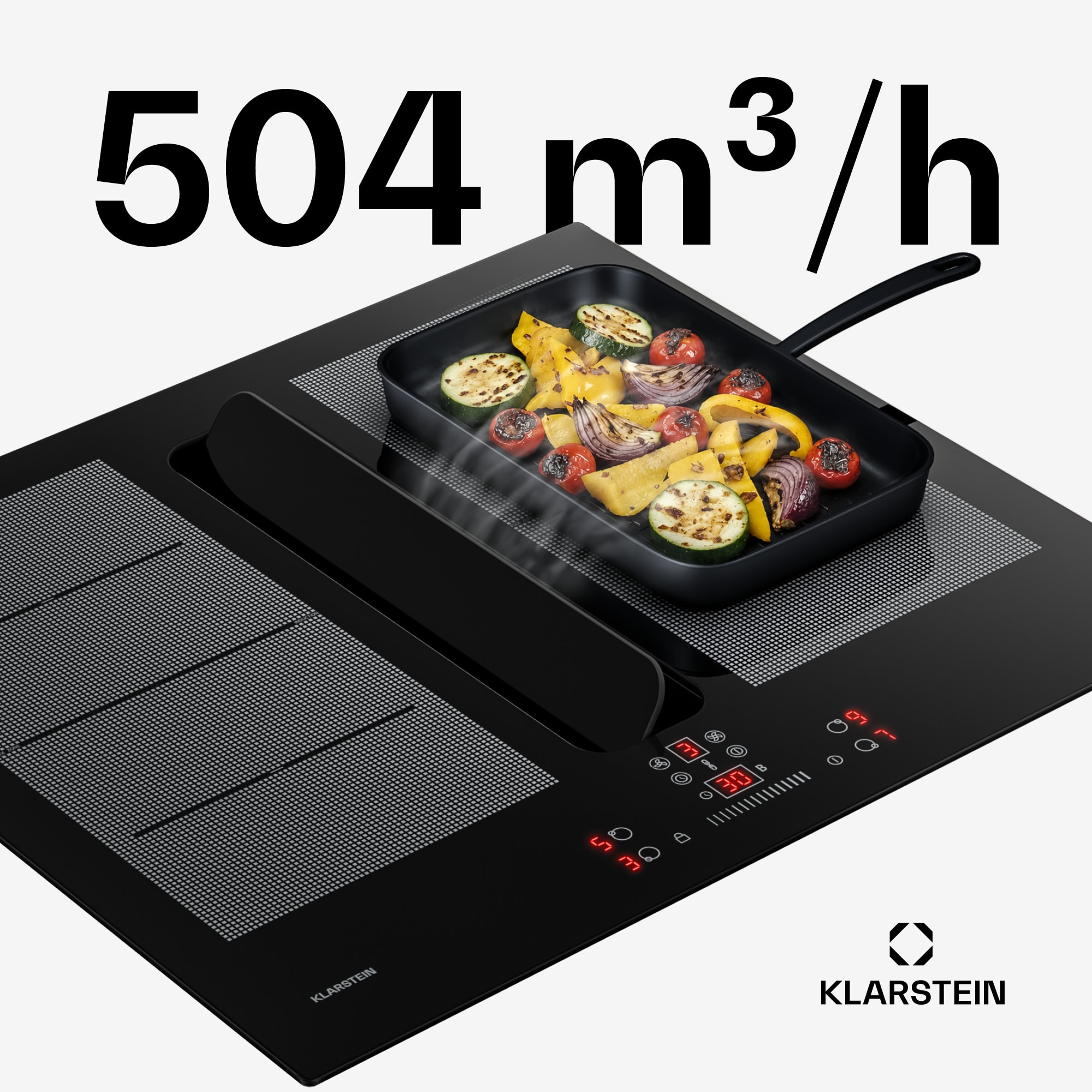Klarstein ChefFusion indukčná varná doska s odsávačom pár | 4 varné zóny | 7200 W | 504,3 m³/h | 60 cm – Obrázok 2