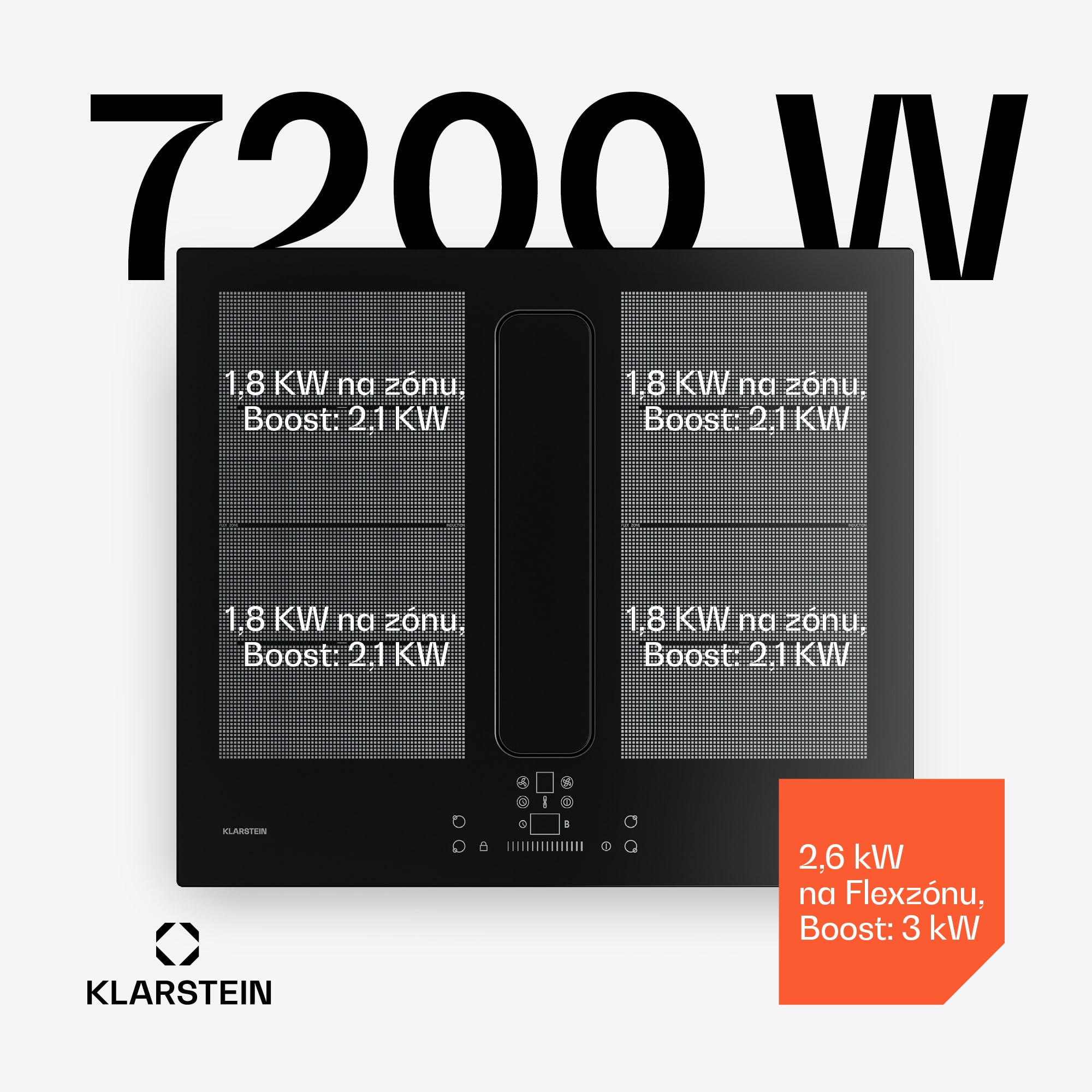 Klarstein ChefFusion indukčná varná doska s odsávačom pár | 4 varné zóny | 7200 W | 504,3 m³/h | 60 cm – Obrázok 5