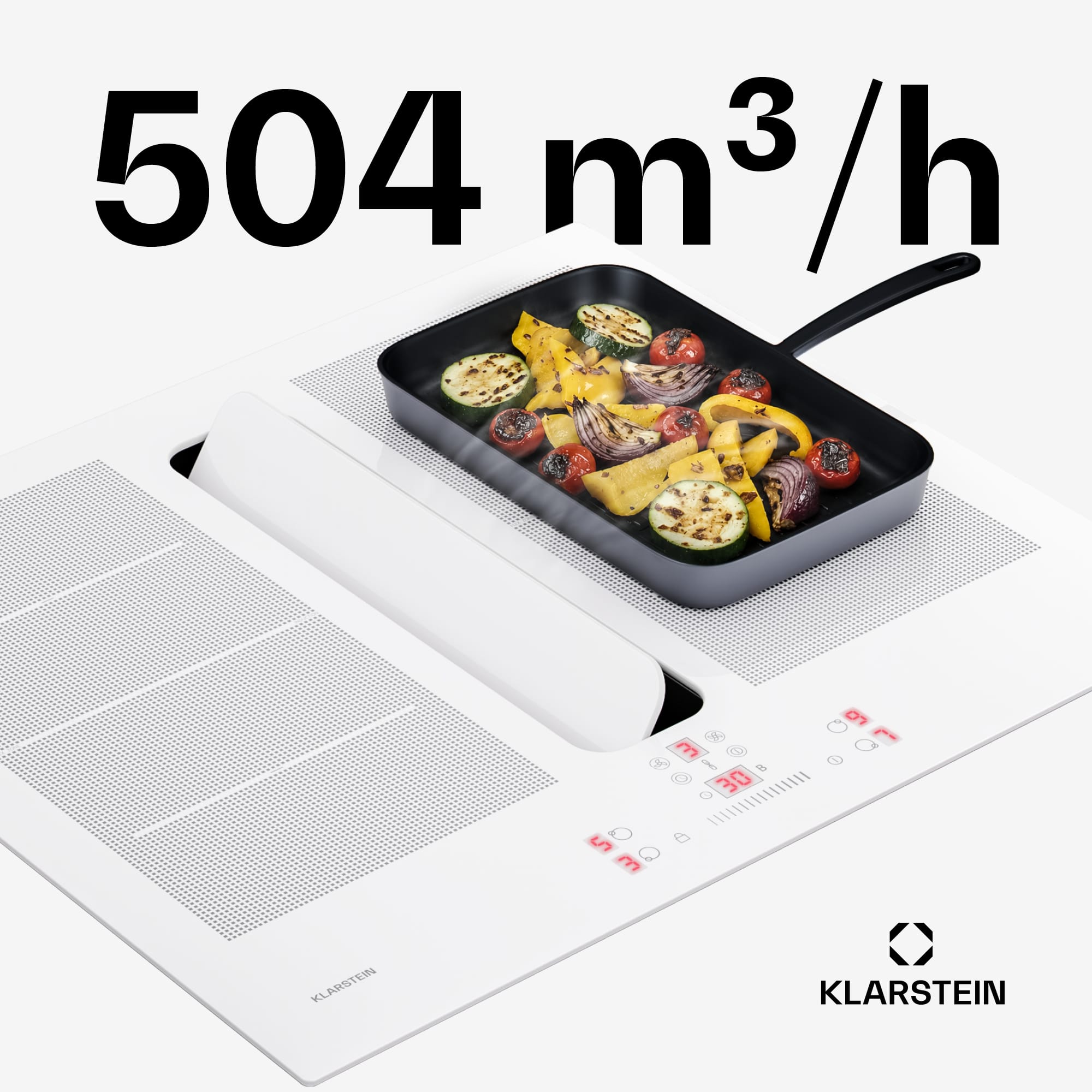 Klarstein ChefFusion indukčná varná doska s odsávačom pár | 4 varné zóny | 7200 W | 504,3 m³/h | 60 cm – Obrázok 2