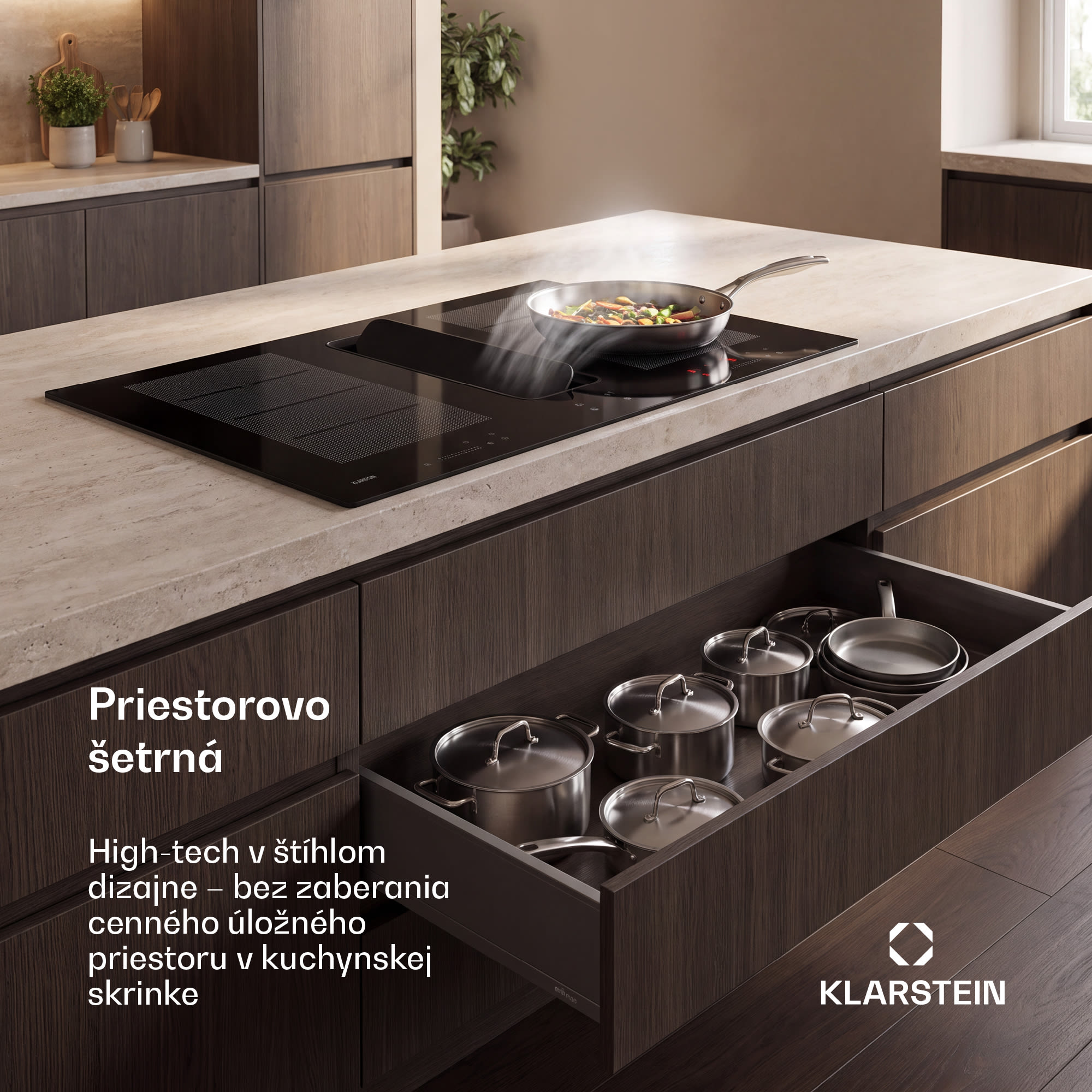 Klarstein ChefFusion indukčná varná doska s odsávačom pár | 4 varné zóny | 7200 W | 504,3 m³/h | 80 cm – Obrázok 4