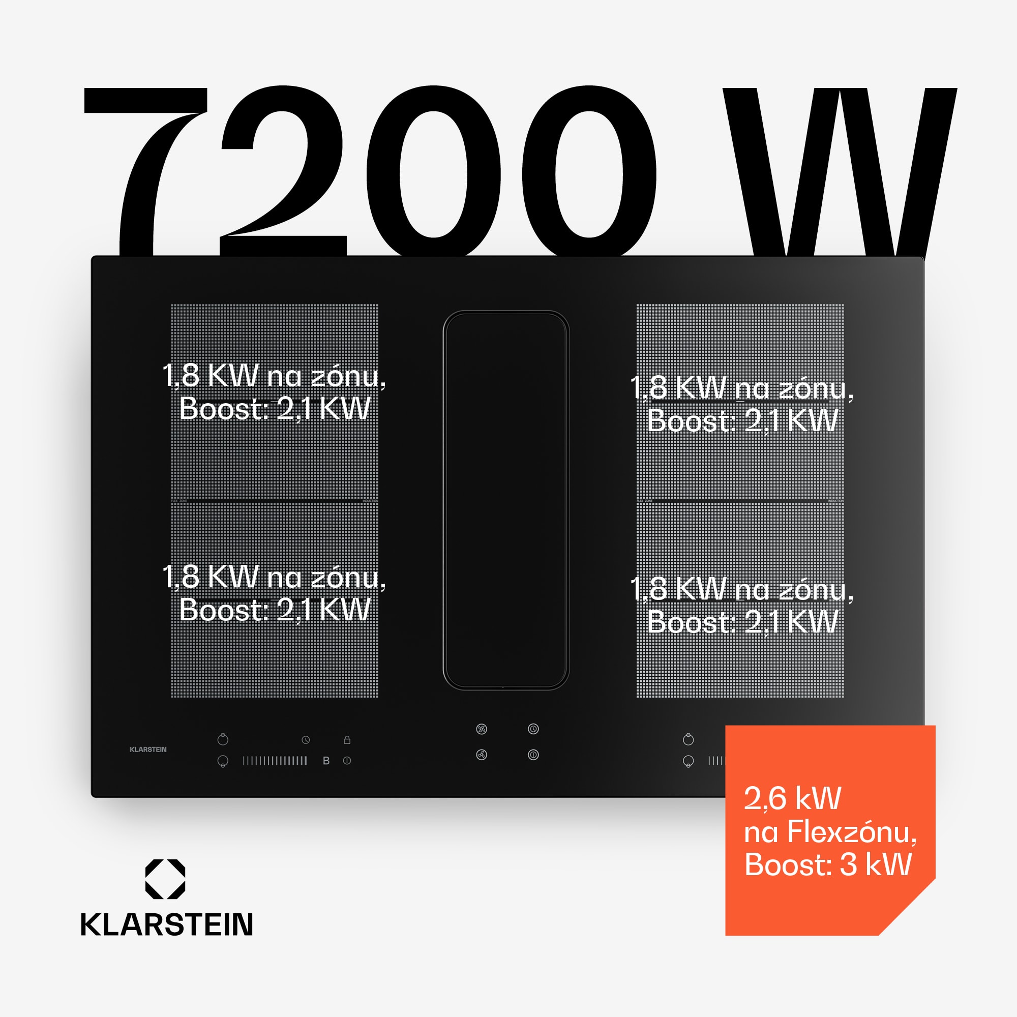 Klarstein ChefFusion indukčná varná doska s odsávačom pár | 4 varné zóny | 7200 W | 504,3 m³/h | 80 cm – Obrázok 5