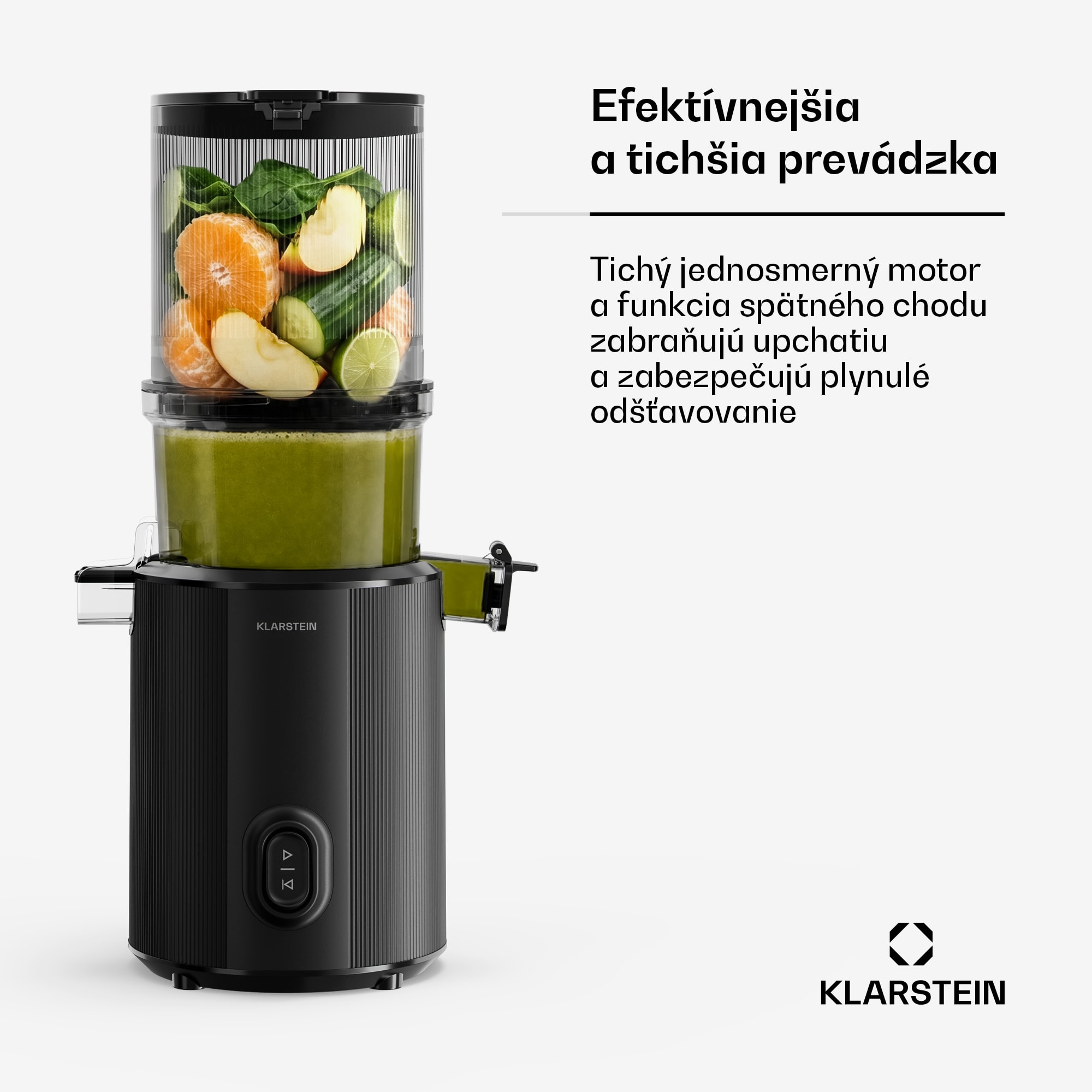 Klarstein Wavyn odšťavovač s lisovaním za studena | 300 W | Funkcia spätného chodu | Výkonný | Vstupný otvor so šírkou 130 mm – Obrázok 5