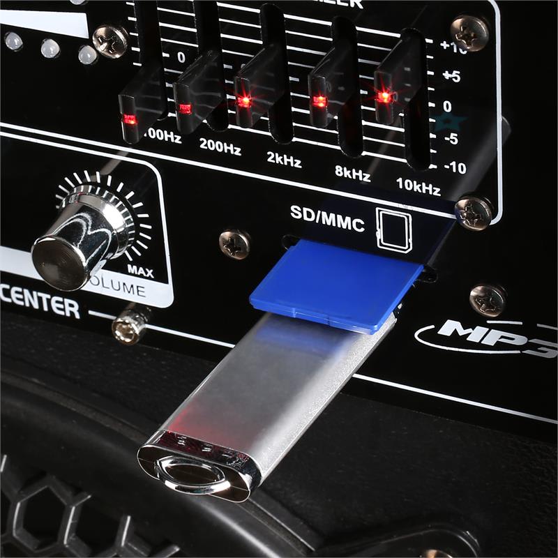 Skytec SPA1000, aktívny set PA reproduktorov,25 cm, 800W, USB-SD-MP3 – Obrázok 3