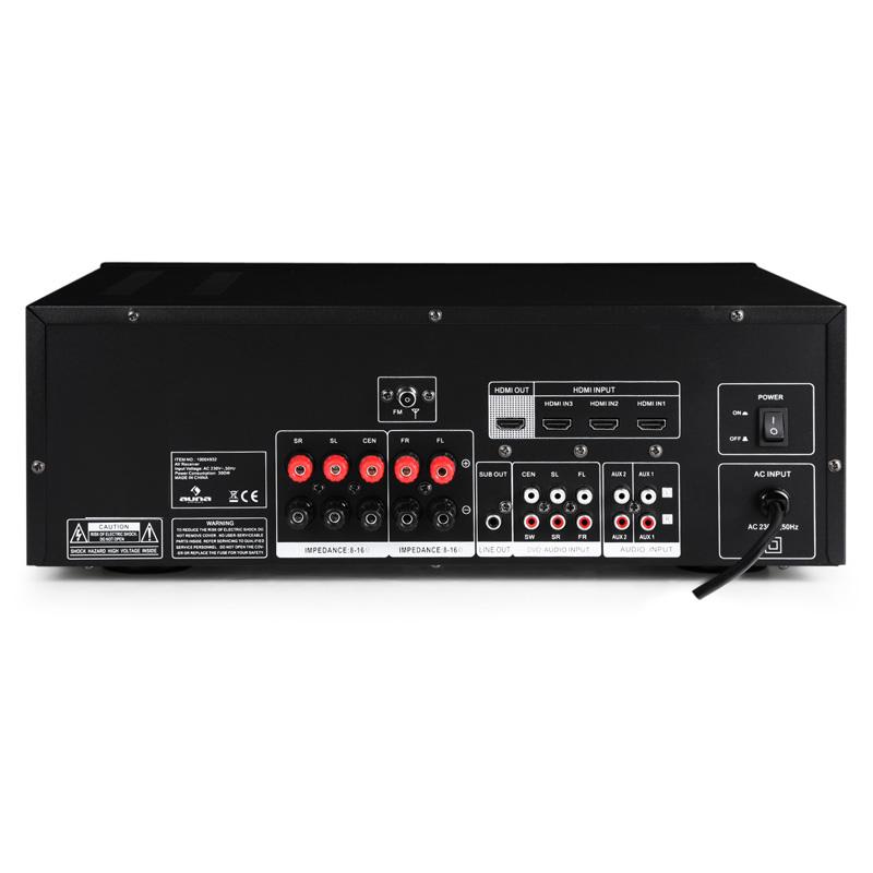 Auna Priestorový prijímač AV2-H388, zosilňovač, 3xHDMI – Obrázok 2
