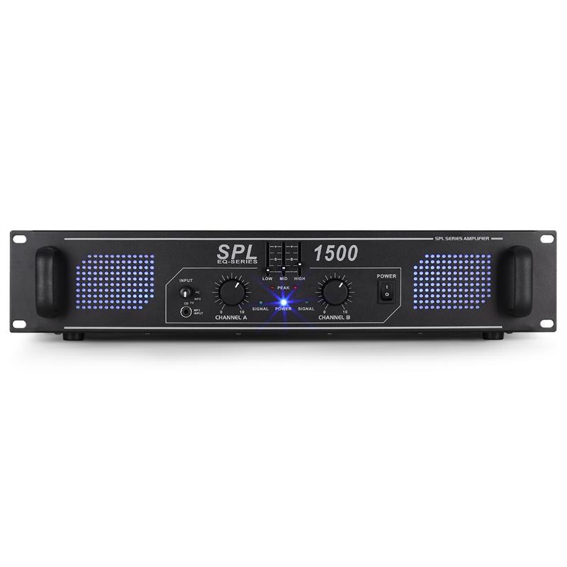 HiFi PA zosilňovač Skytec SPL-1500-EQ, LED svetelný efekt