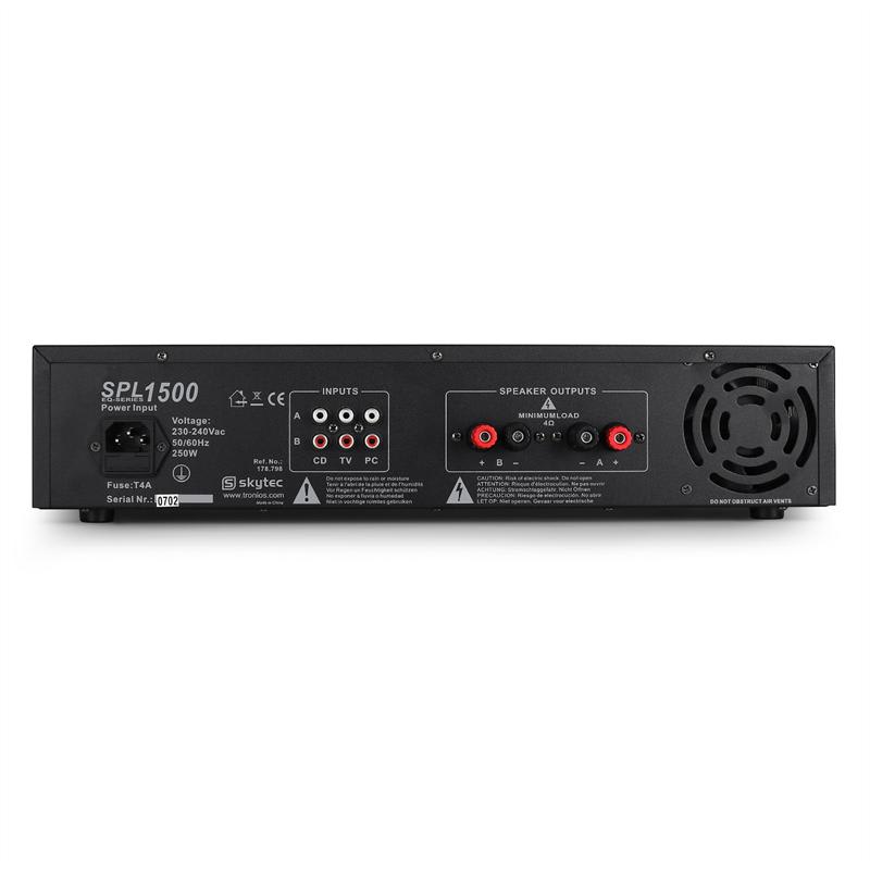 HiFi PA zosilňovač Skytec SPL-1500-EQ, LED svetelný efekt – Obrázok 2
