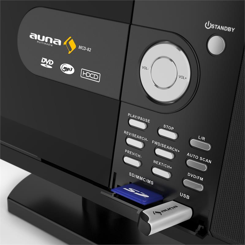 Auna Stereo zariadenie MCD-82, DVD prehrávač, USB, SD, MPEG4 – Obrázok 4