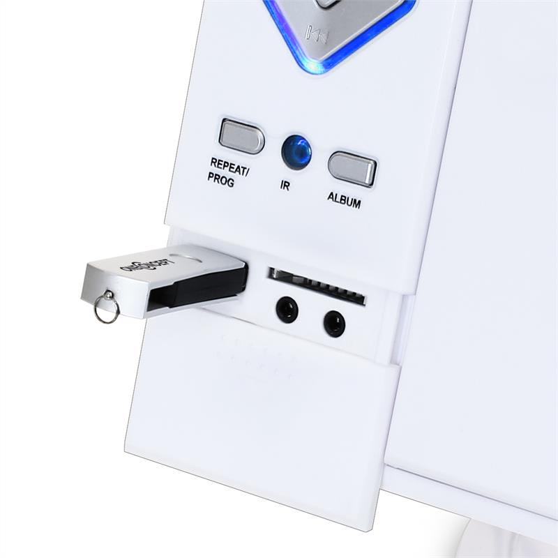 OneConcept V-12, biela, stereosystém s CD-MP3-prehrávačom, USB, SD, AUX – Obrázok 2