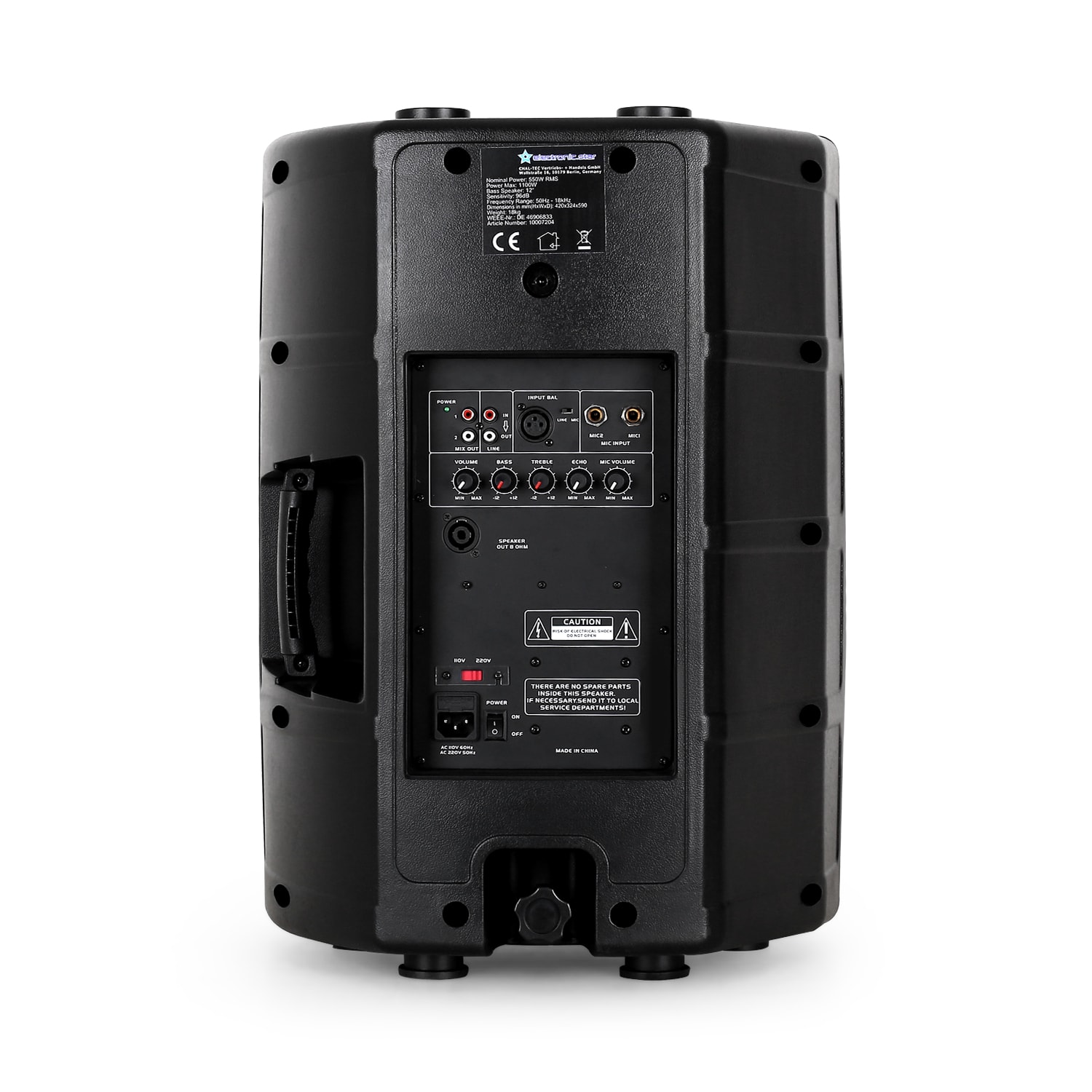 Auna Pro PP-2212A, aktívny PA reproduktor, AUX, 550W RMS – Obrázok 2