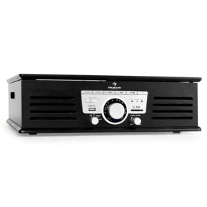 Auna TT-92B, gramofón, integrovaný reproduktor, USB, SD, AUX, FM, čierny