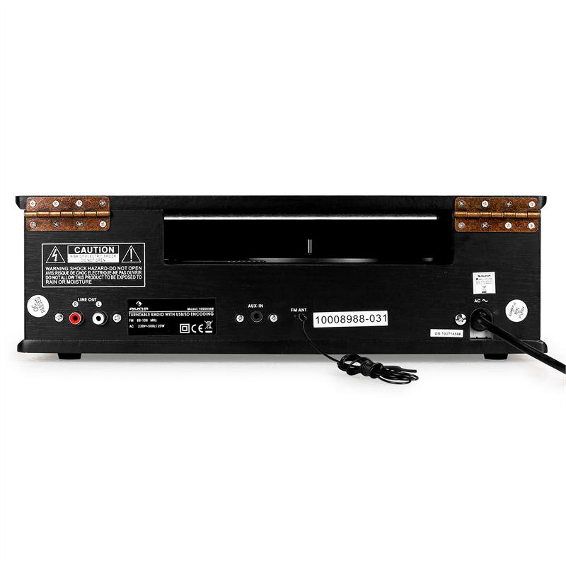 Auna TT-92B, gramofón, integrovaný reproduktor, USB, SD, AUX, FM, čierny – Obrázok 4