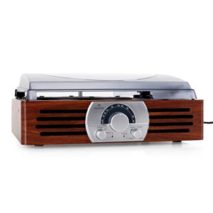 Auna TT-83N, gramofón, FM, drevo