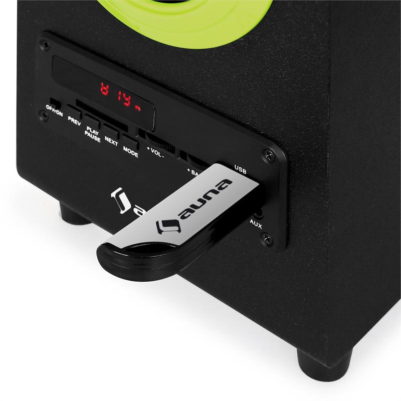 Auna Beachboy, 2.1 reproduktor, zelený, USB, SD, AUX, F – Obrázok 4
