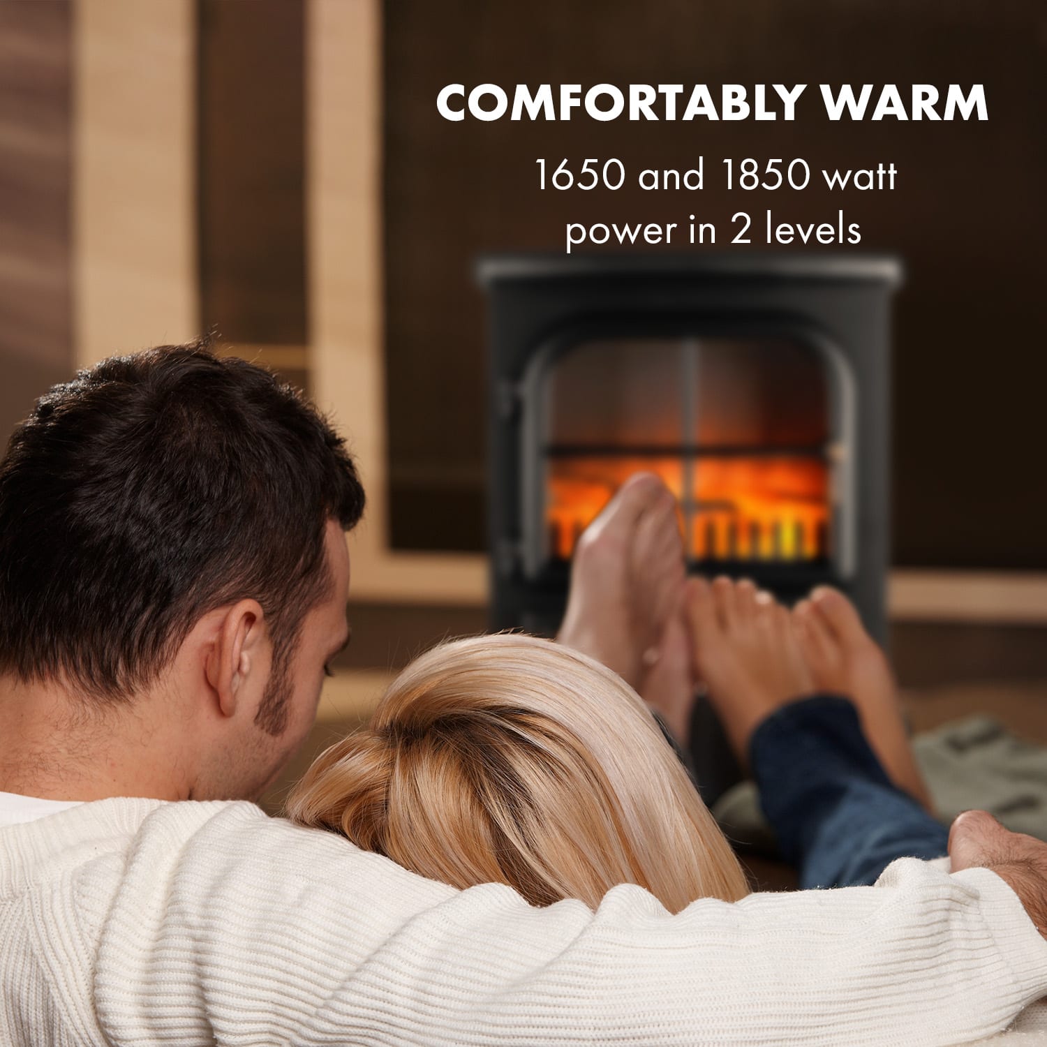 Klarstein St. Moritz, elektrický krb, 1650W/1850W, ilúzia plameňov, bez dymu, čierny – Obrázok 2