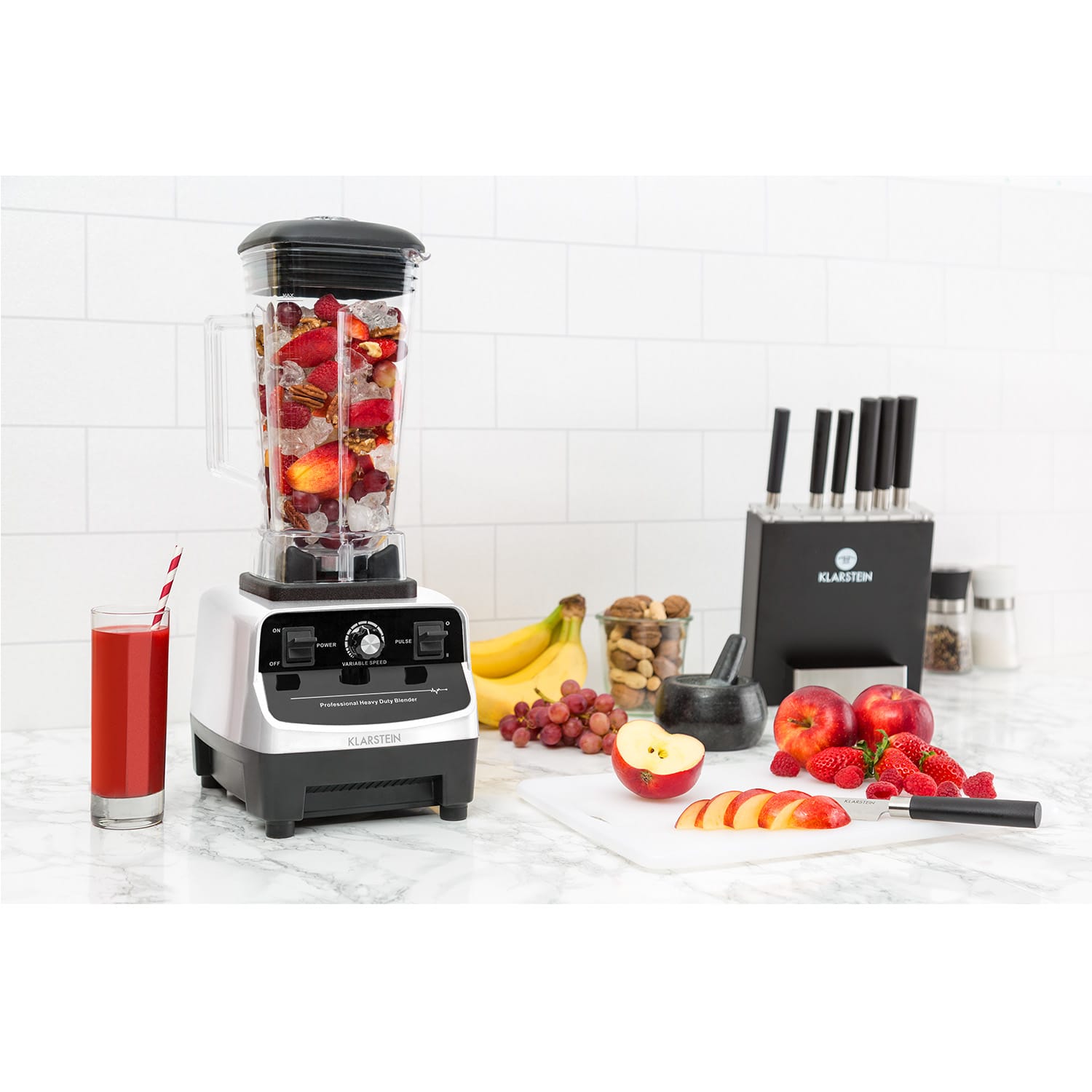 Klarstein Herakles 3G Powermixer, 1500 W, 2 litre, green smoothie, bez BPA, stolný mixér, biely