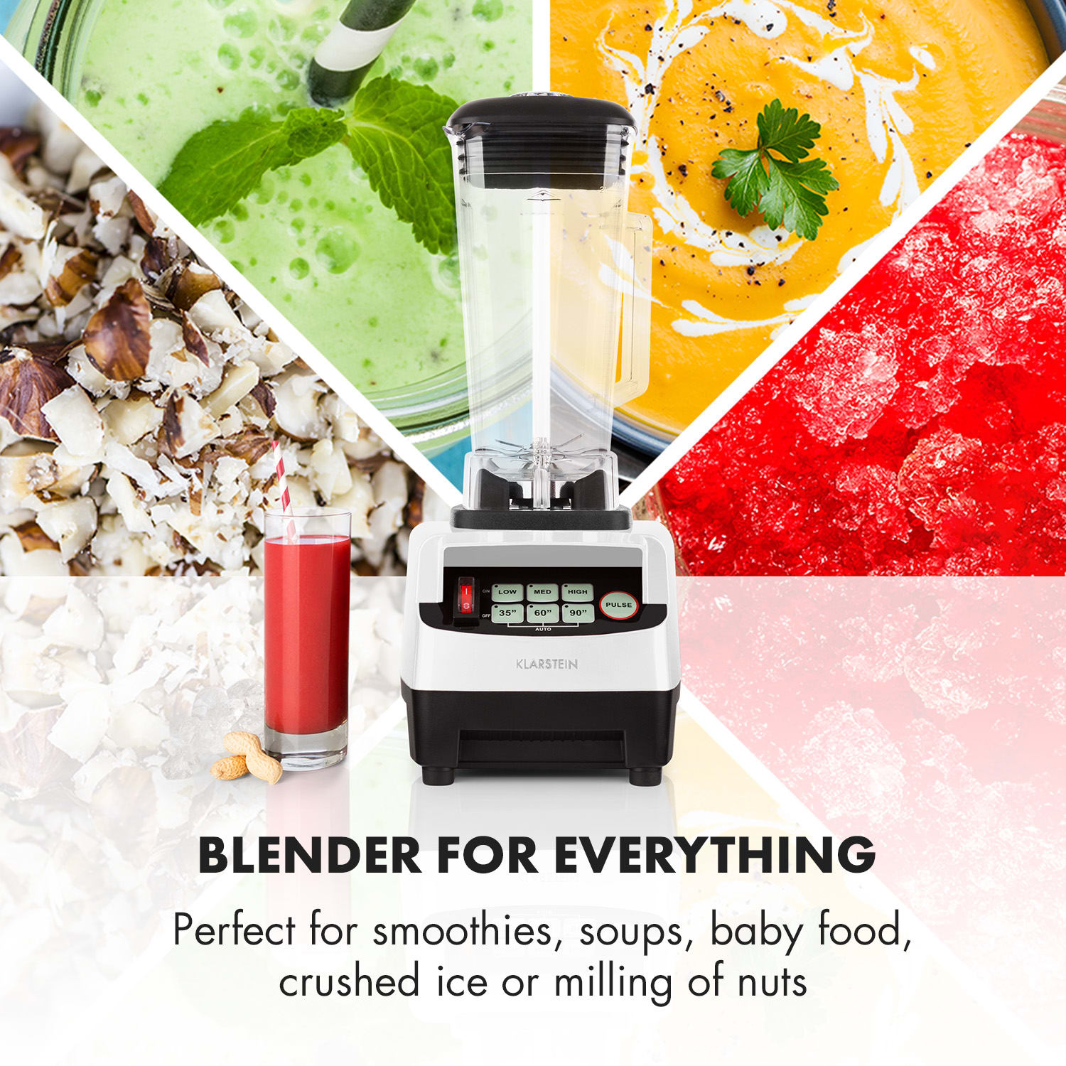 Klarstein IB-Herakles-5G-JTC-W, 1500 W, 2 litre, stolný mixér, biely, green smoothie – Obrázok 4