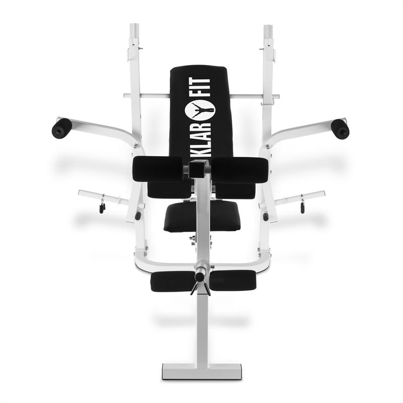 Klarfit HB3BC, posilňovacia stanica, lavica, posilňovanie rúk, nôh, odkladacia plocha, biela – Obrázok 2