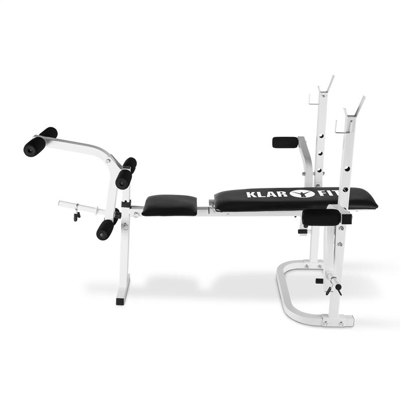 Klarfit HB3BC, posilňovacia stanica, lavica, posilňovanie rúk, nôh, odkladacia plocha, biela – Obrázok 3