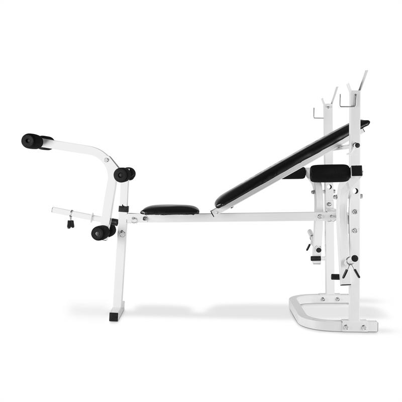 Klarfit HB3BC, posilňovacia stanica, lavica, posilňovanie rúk, nôh, odkladacia plocha, biela – Obrázok 4