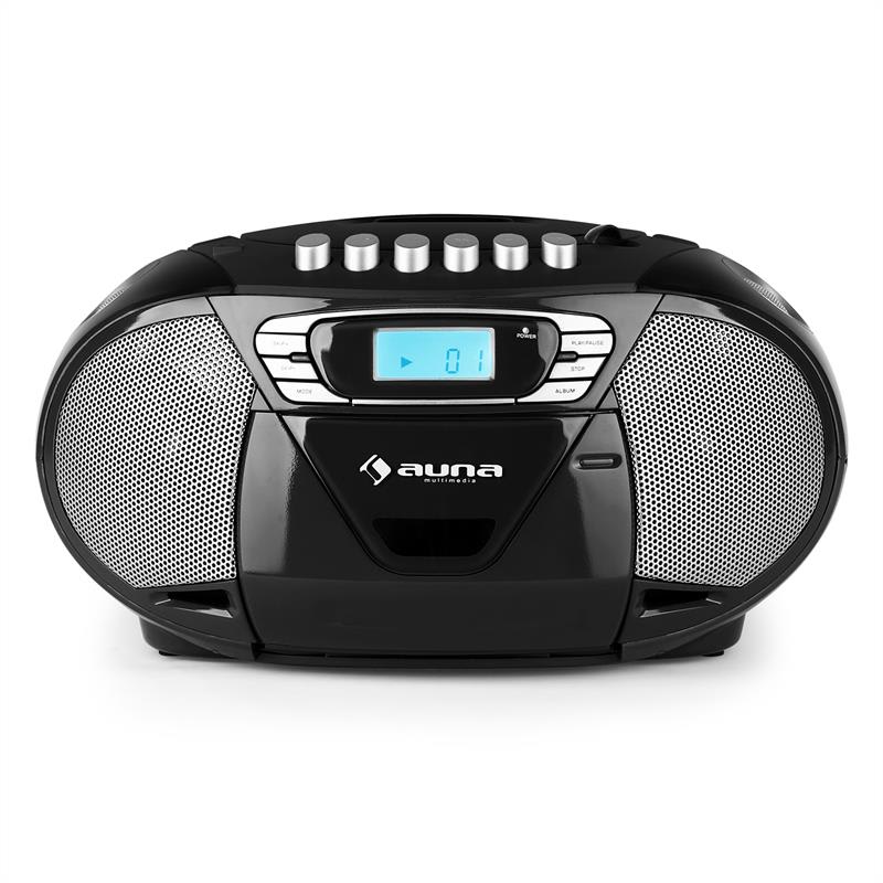 Auna KrissKross, rádiomagnetofón, USB, MP3, CD, FM, prenosný, čierny