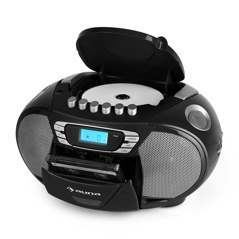 Auna KrissKross, rádiomagnetofón, USB, MP3, CD, FM, prenosný, čierny – Obrázok 4