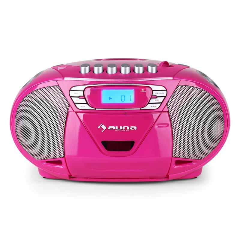 Auna KrissKross, prenos.rádio rekordér, USB, MP3, CD, ružový