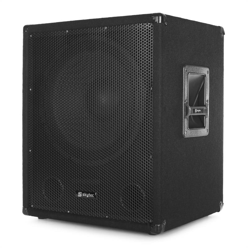 Skytec SMWBA15, aktívny PA subwoofer, bi-amp, AUX, MIC – Obrázok 4